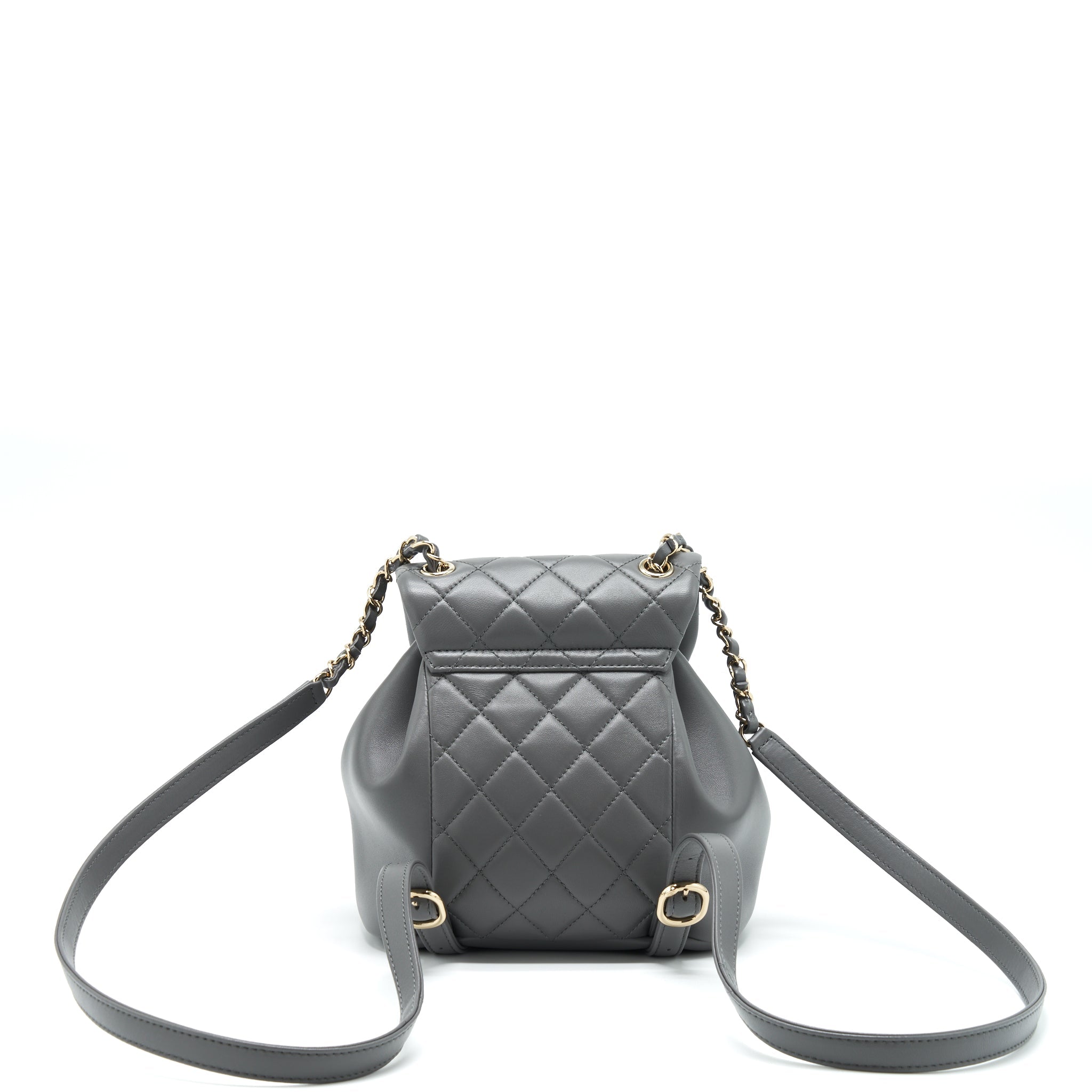 CHANEL MINI DUMA BACKPACK LAMBSKIN GREY LGHW (MICROCHIP)