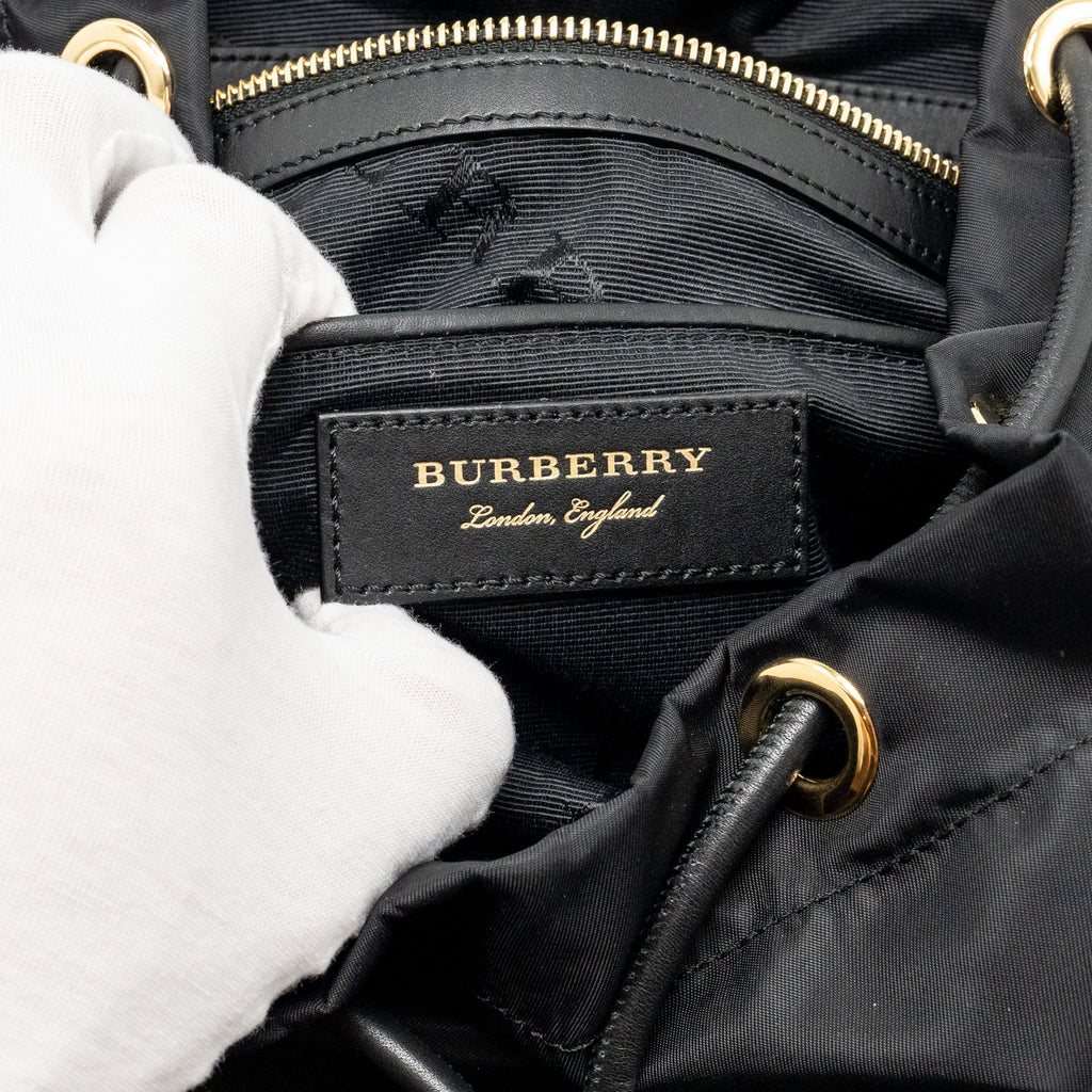 BURBERRY MEDIUM RUCKSACK BACKPACK NYLON BLACK/CARAMEL GHW