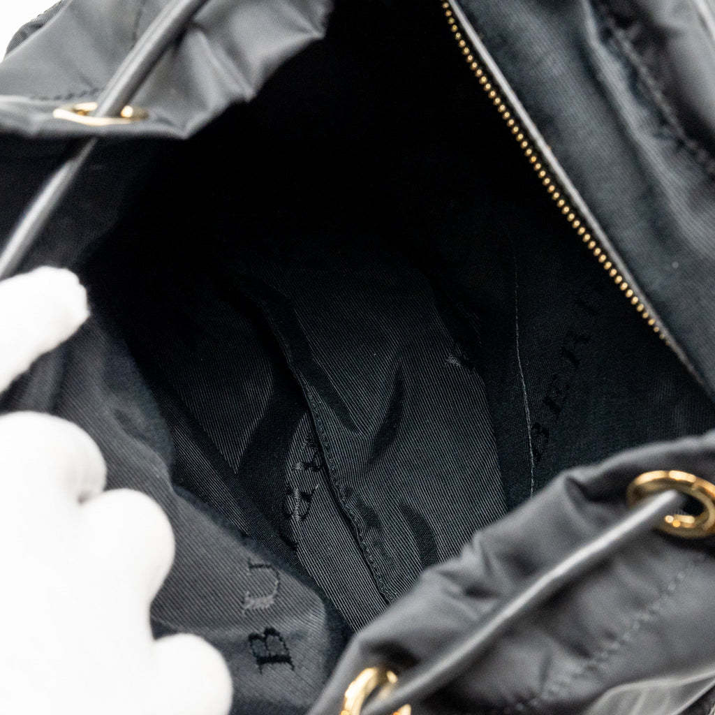 BURBERRY MEDIUM RUCKSACK BACKPACK NYLON BLACK/CARAMEL GHW