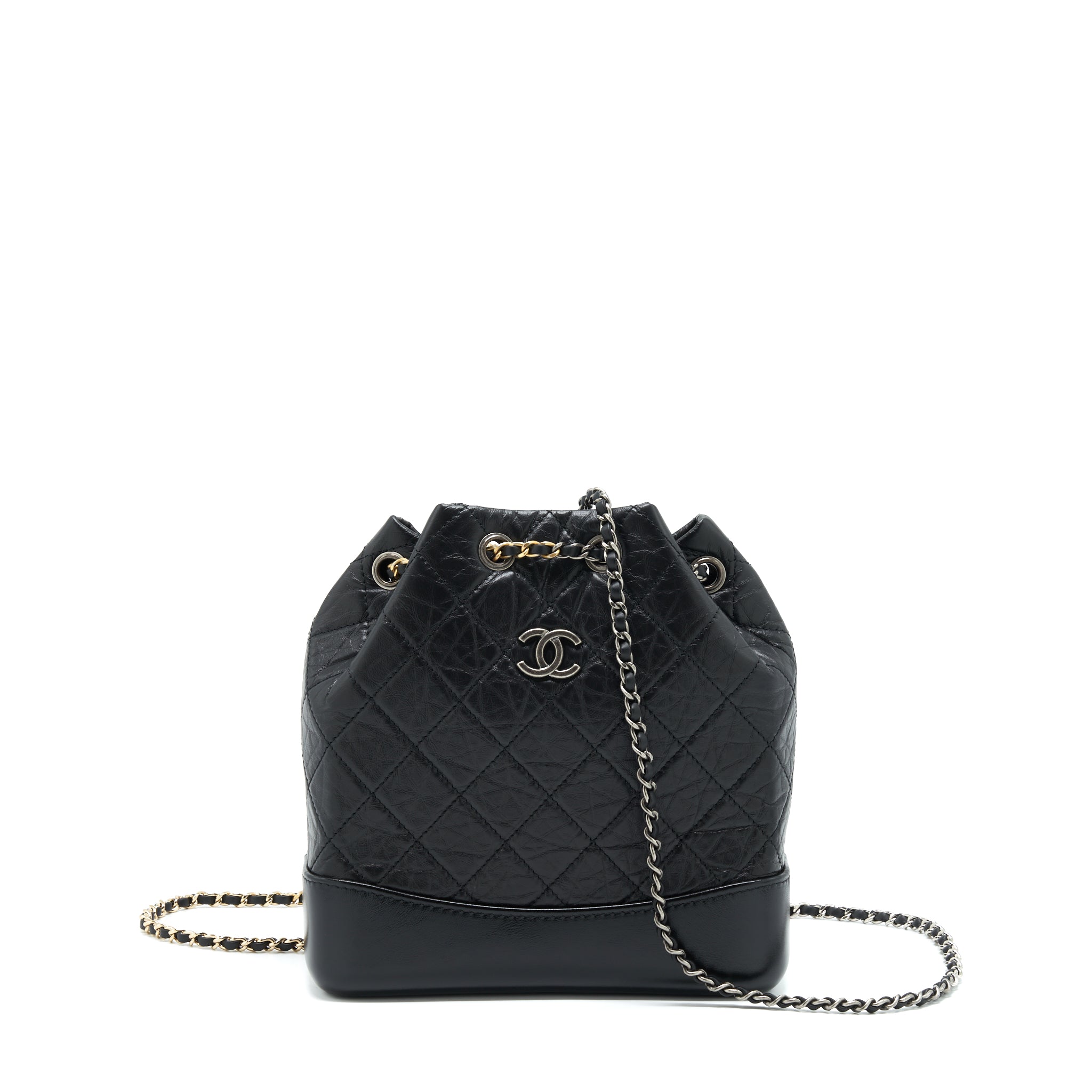 CHANEL SMALL GABRIELLE BACKPACK CALFSKIN BLACK WITH MULTICOLOUR HARDWARE (MICROCHIP)