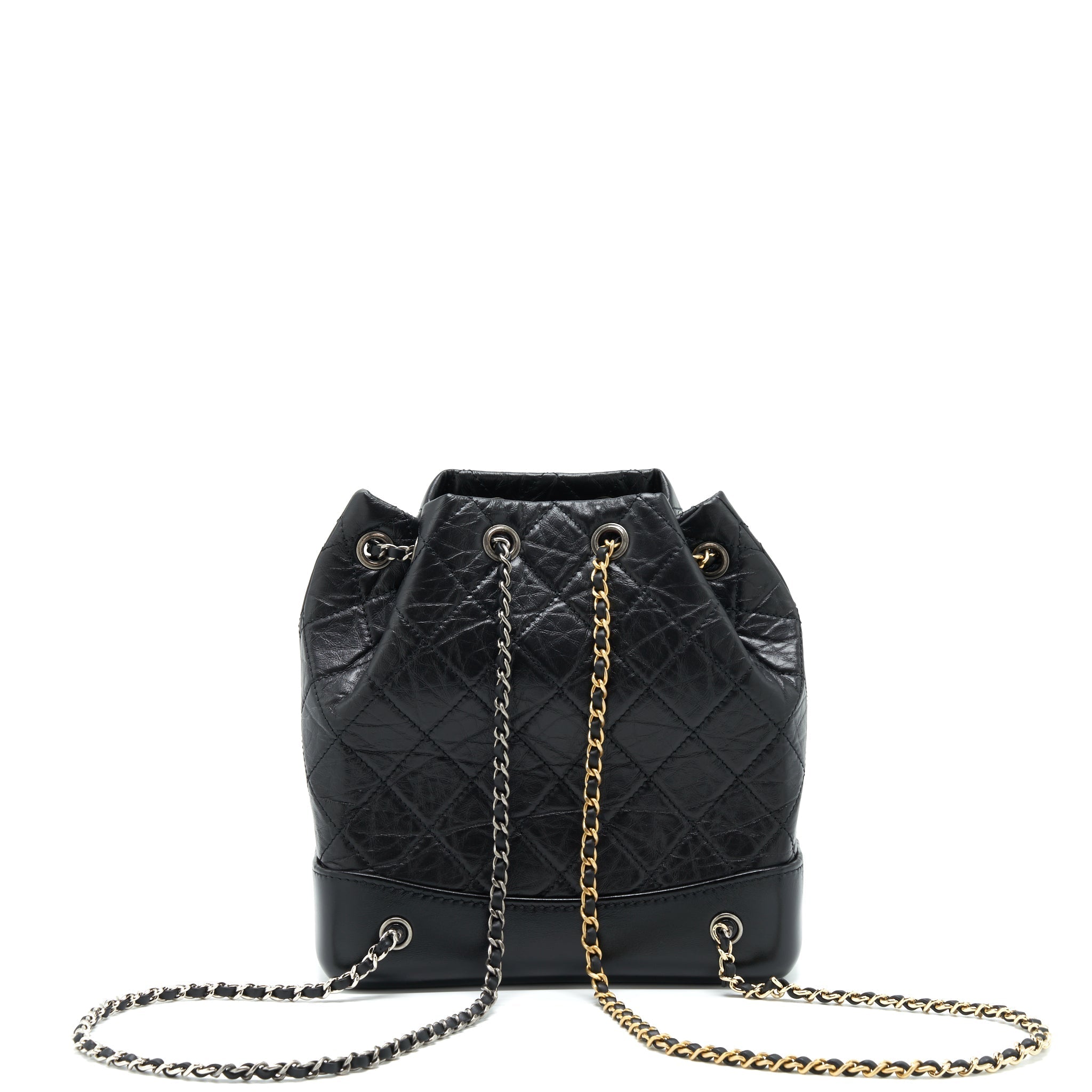CHANEL SMALL GABRIELLE BACKPACK CALFSKIN BLACK WITH MULTICOLOUR HARDWARE (MICROCHIP)