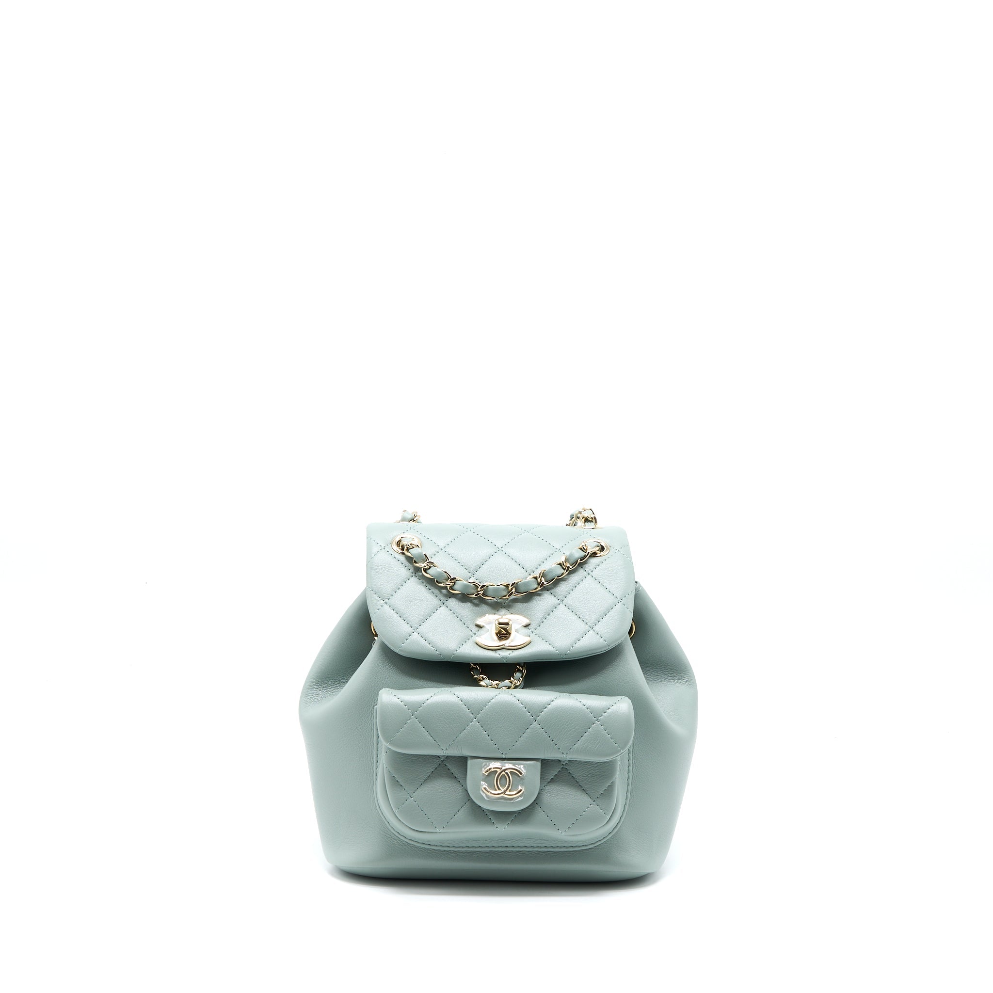 CHANEL 23C DUMA MINI BACKPACK CALFSKIN LIGHT GREY LGHW (MICROCHIP)