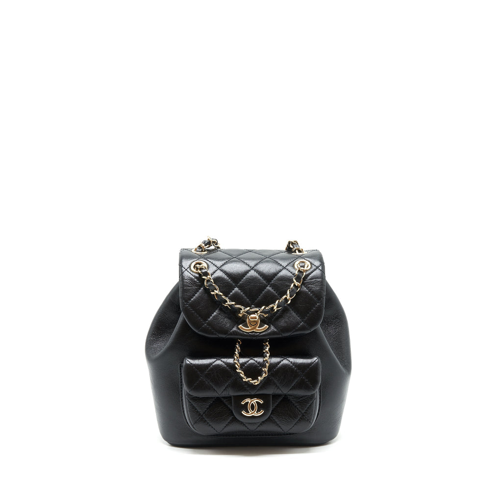 CHANEL 22C MINI DUMA BACKPACK CALFSKIN BLACK LGHW(MICROCHIP)