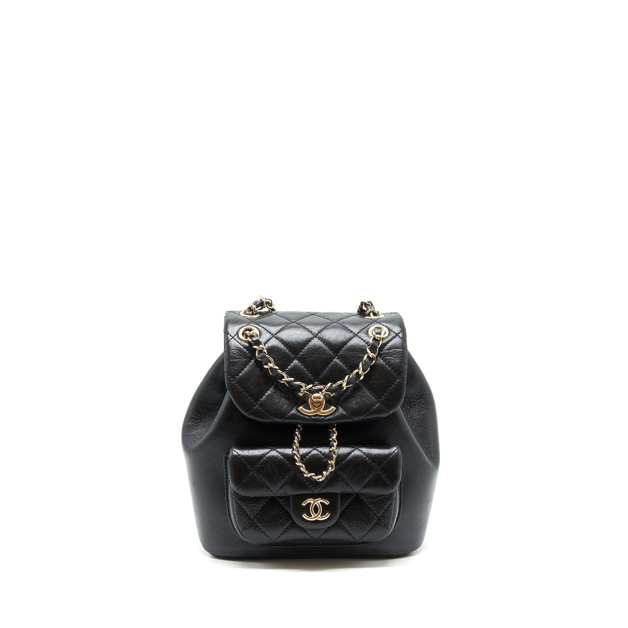 CHANEL 22C MINI DUMA BACKPACK CALFSKIN BLACK LGHW(MICROCHIP)