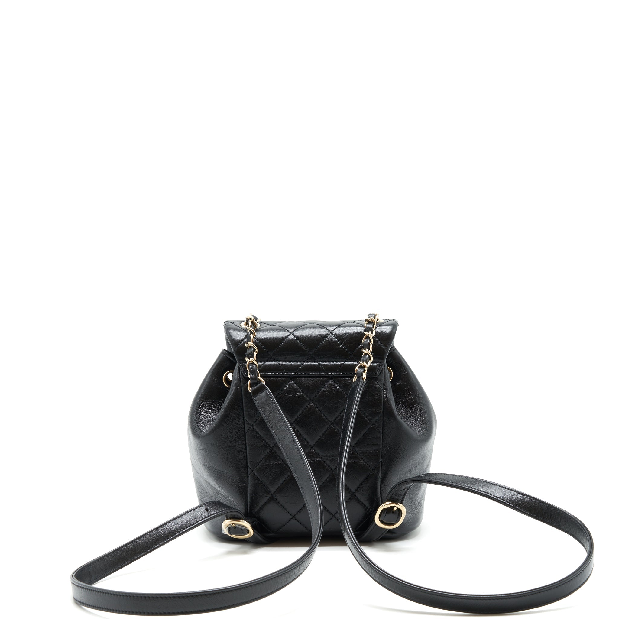 CHANEL 22C MINI DUMA BACKPACK CALFSKIN BLACK LGHW(MICROCHIP)