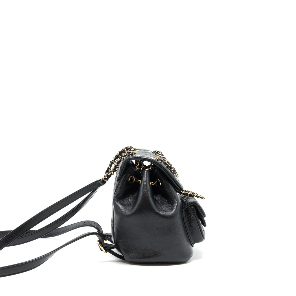 CHANEL 22C MINI DUMA BACKPACK CALFSKIN BLACK LGHW(MICROCHIP)