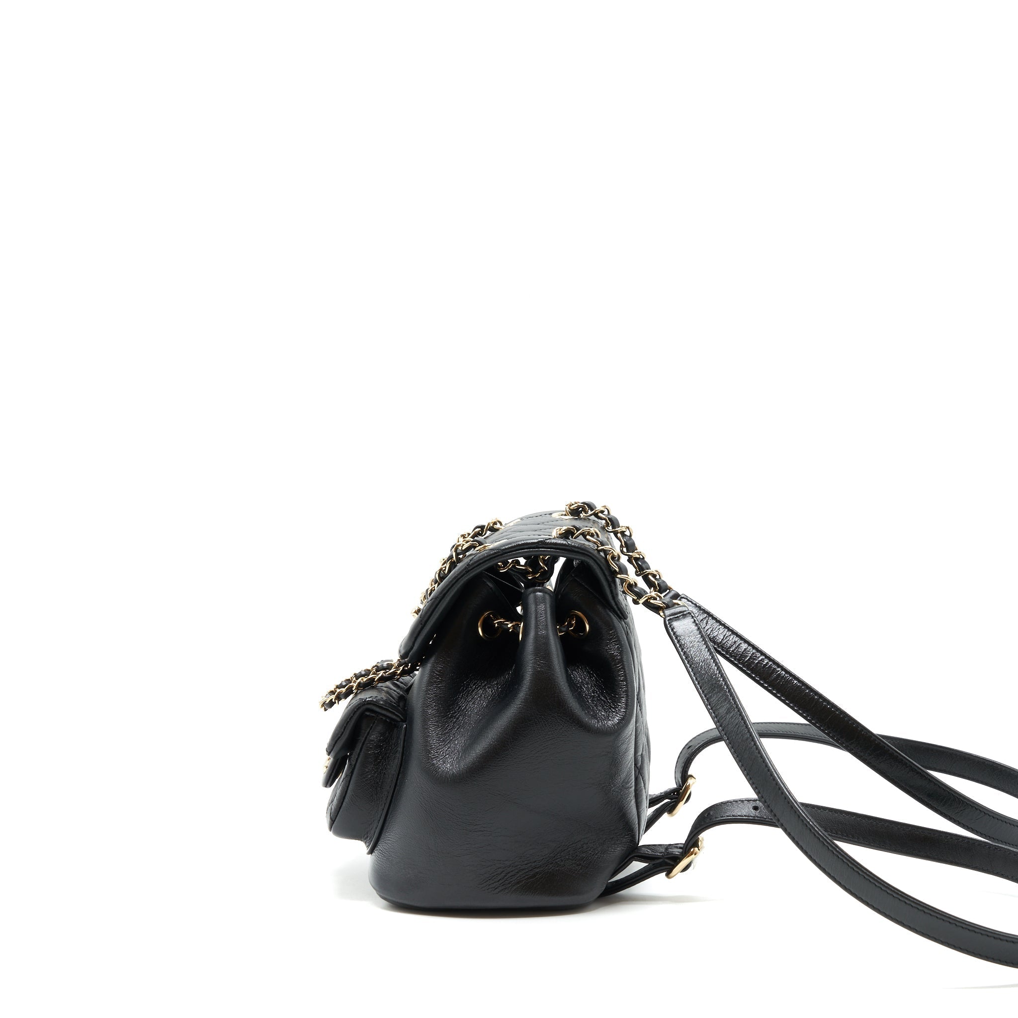 CHANEL 22C MINI DUMA BACKPACK CALFSKIN BLACK LGHW(MICROCHIP)