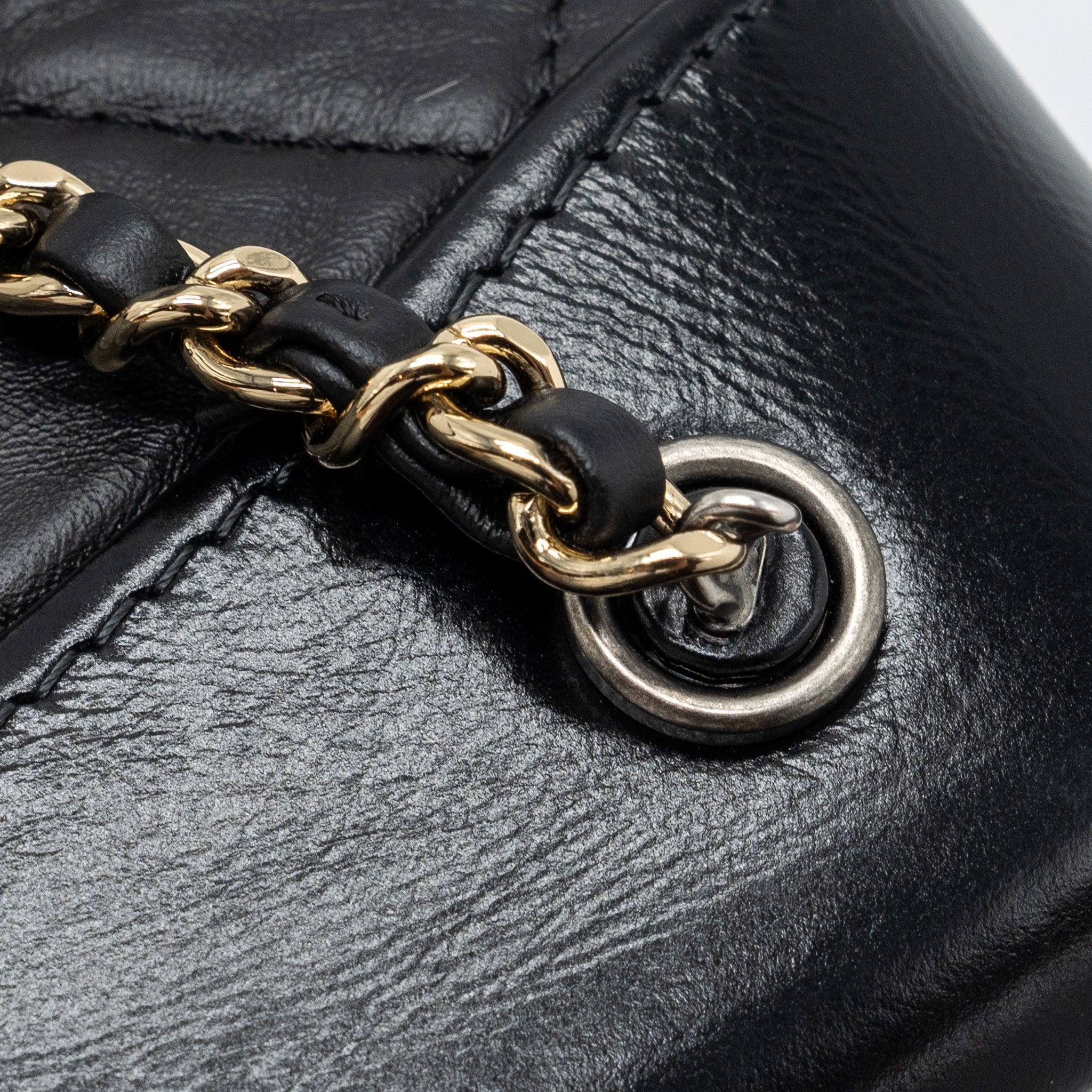 CHANEL SMALL GABRIELLE BACKPACK AGED CALFSKIN BLACK MULTICOLOUR HARDWARE