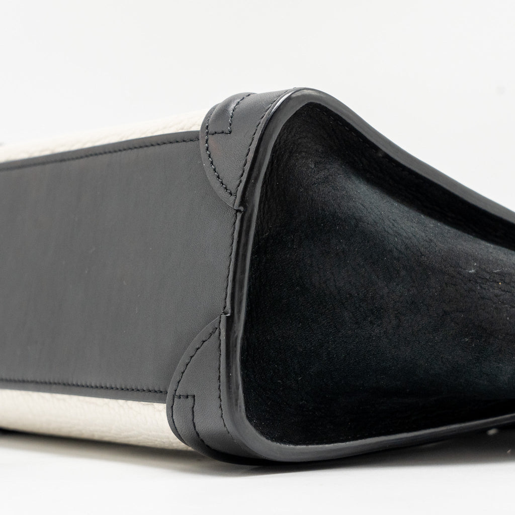 CELINE NANO LUGGAGE BAG CALFSKIN BLACK / WHITE GHW