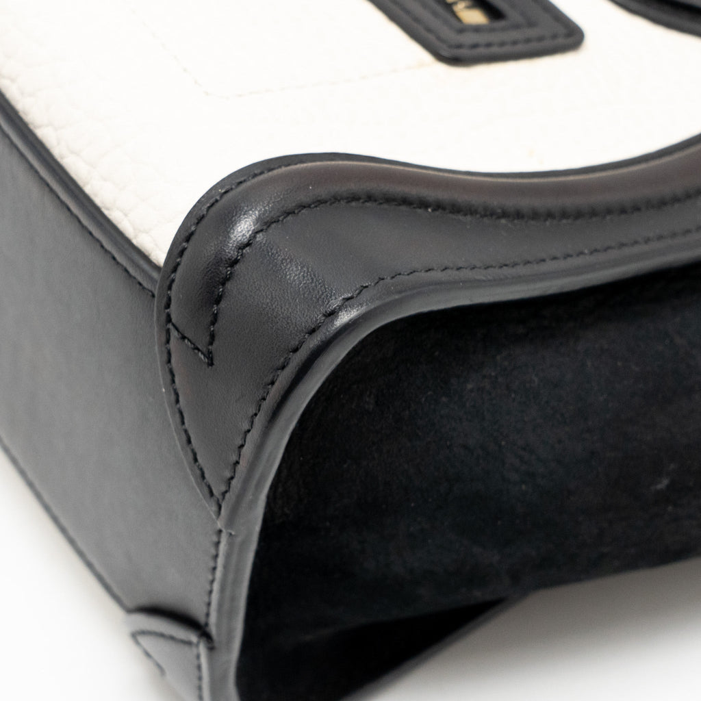 CELINE NANO LUGGAGE BAG CALFSKIN BLACK / WHITE GHW