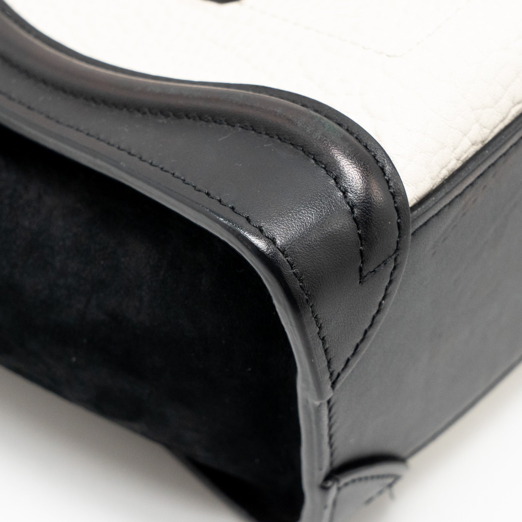 CELINE NANO LUGGAGE BAG CALFSKIN BLACK / WHITE GHW