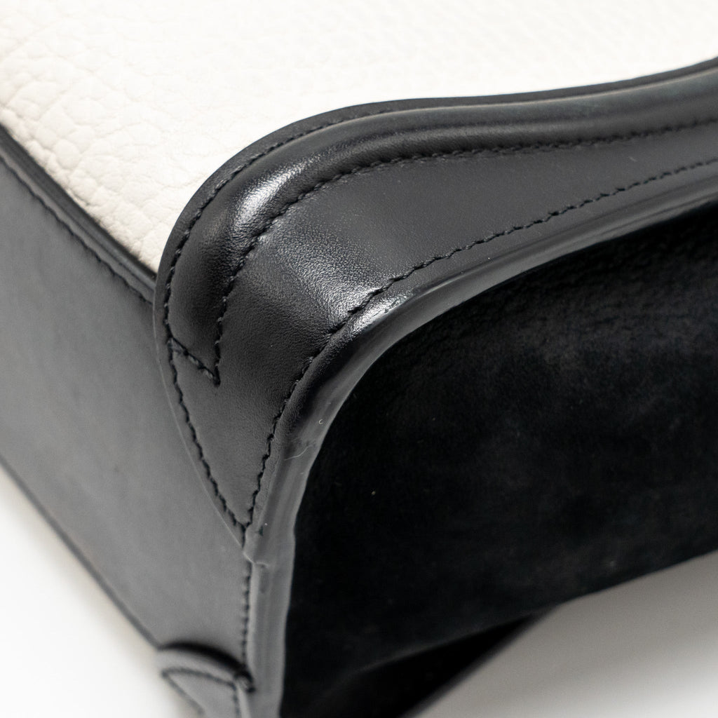 CELINE NANO LUGGAGE BAG CALFSKIN BLACK / WHITE GHW