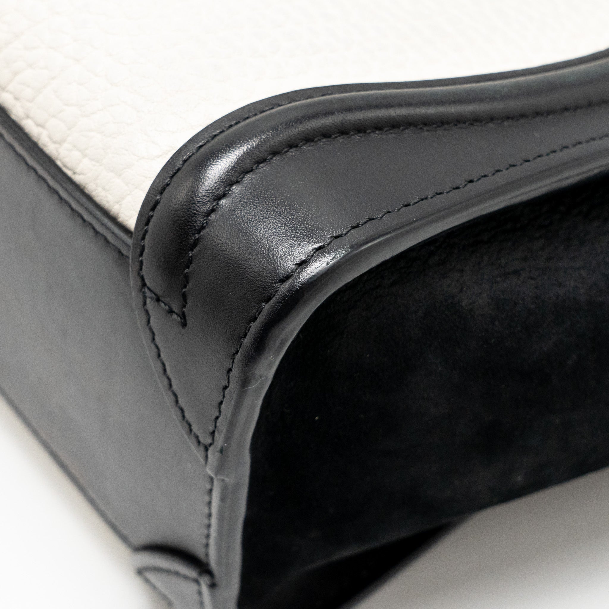 CELINE NANO LUGGAGE BAG CALFSKIN BLACK / WHITE GHW