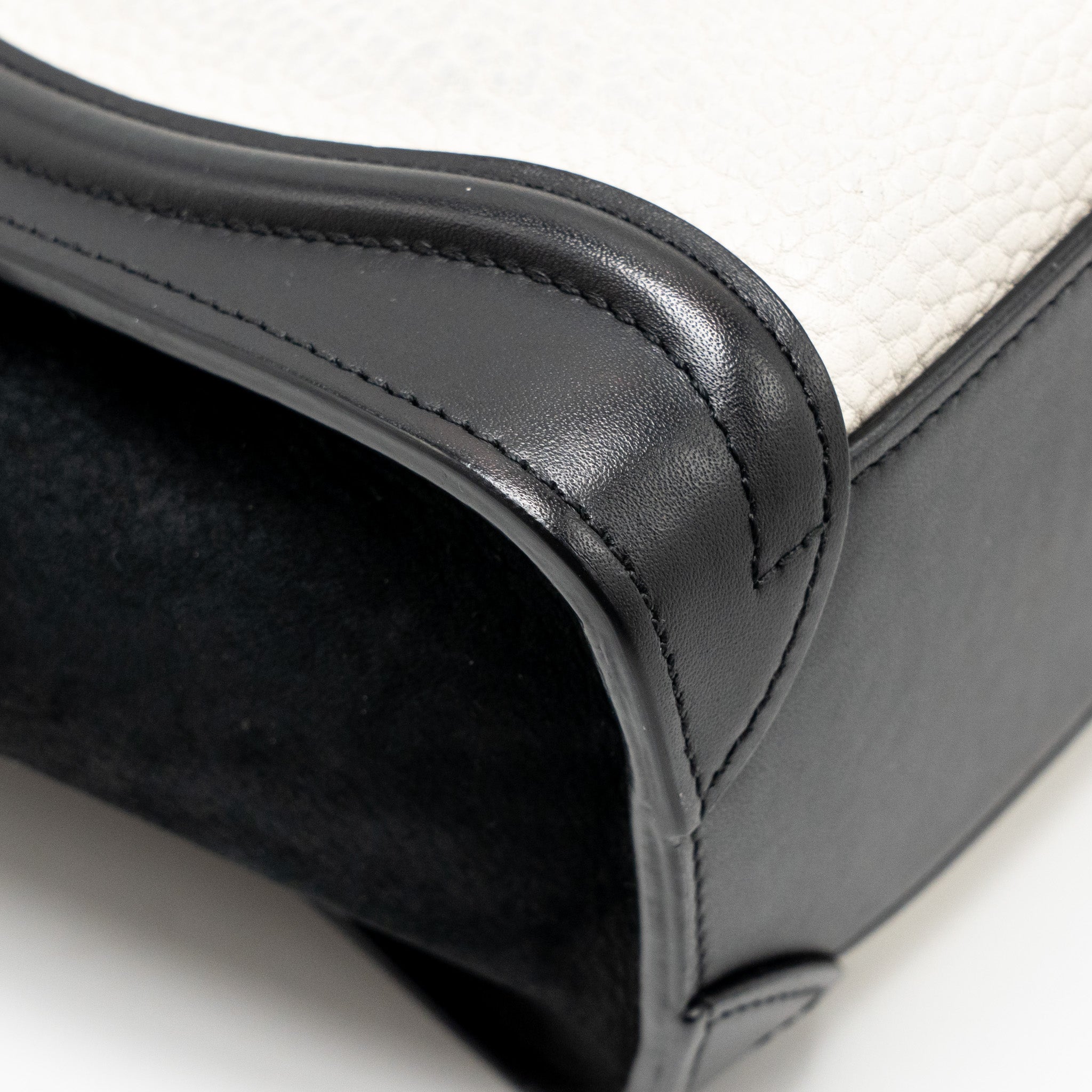 CELINE NANO LUGGAGE BAG CALFSKIN BLACK / WHITE GHW