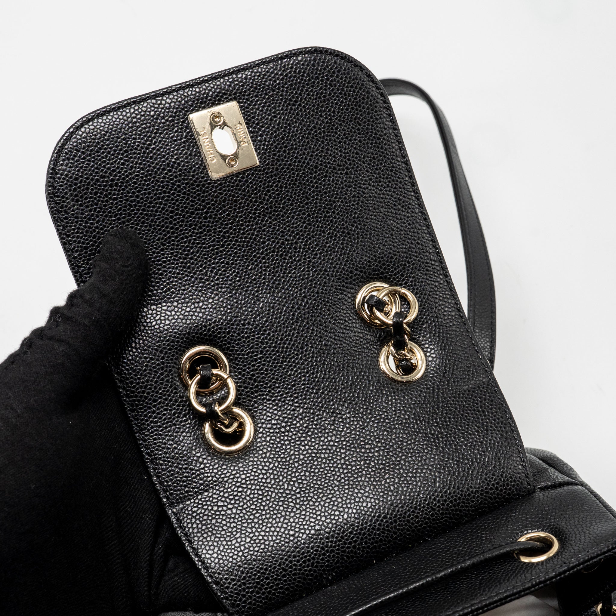 CHANEL AFFINITY BACKPACK CAVIAR BLACK LGHW (MICROCHIP)