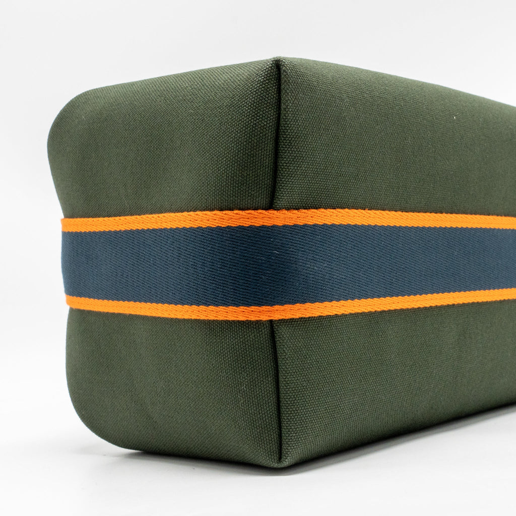 HERMES BRIDE-A-BRAC CASE LARGE MODEL CANVAS DARK GREEN/DARK BLUE/ORANGE SHW