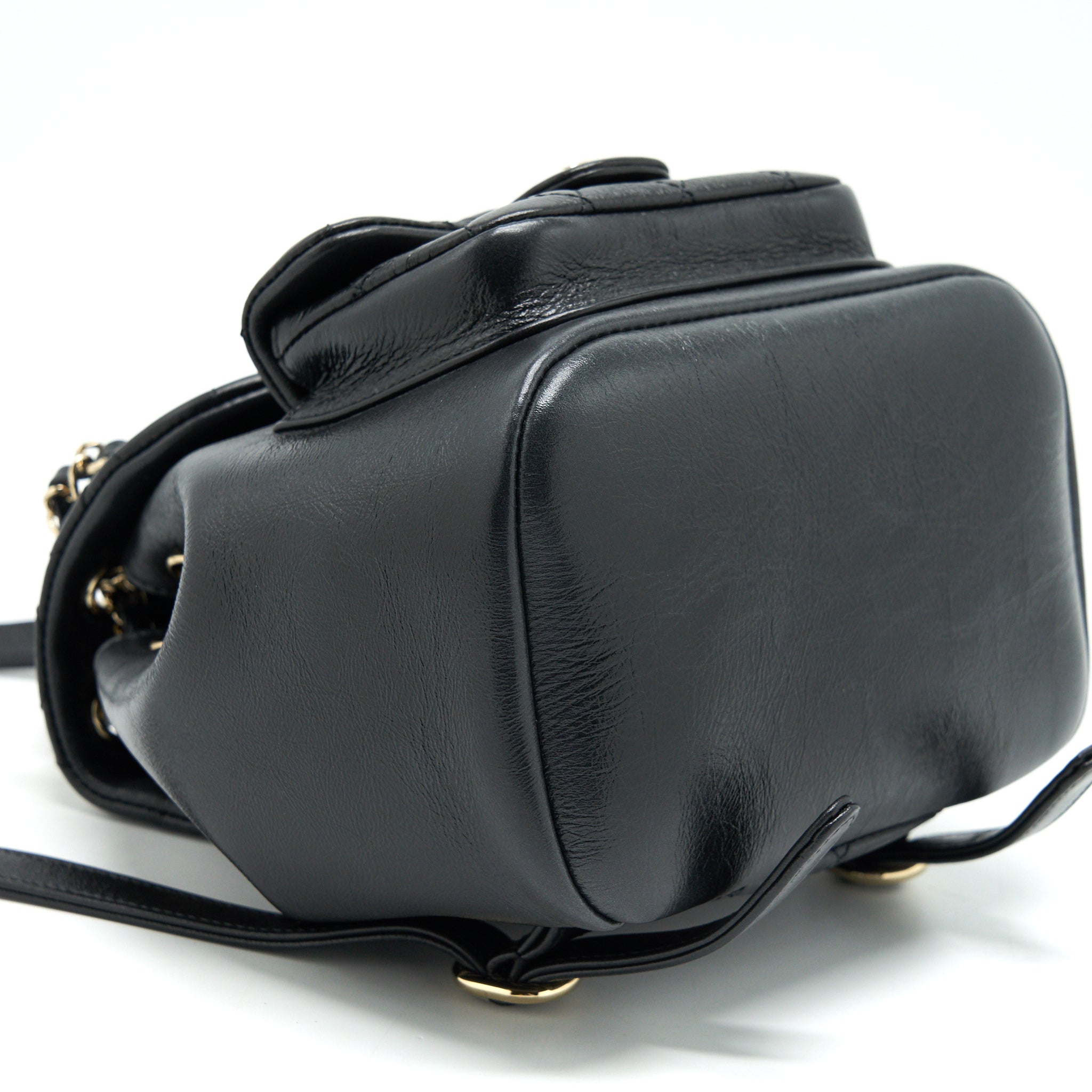 CHANEL 22C MINI DUMA BACKPACK CALFSKIN BLACK LGHW(MICROCHIP)