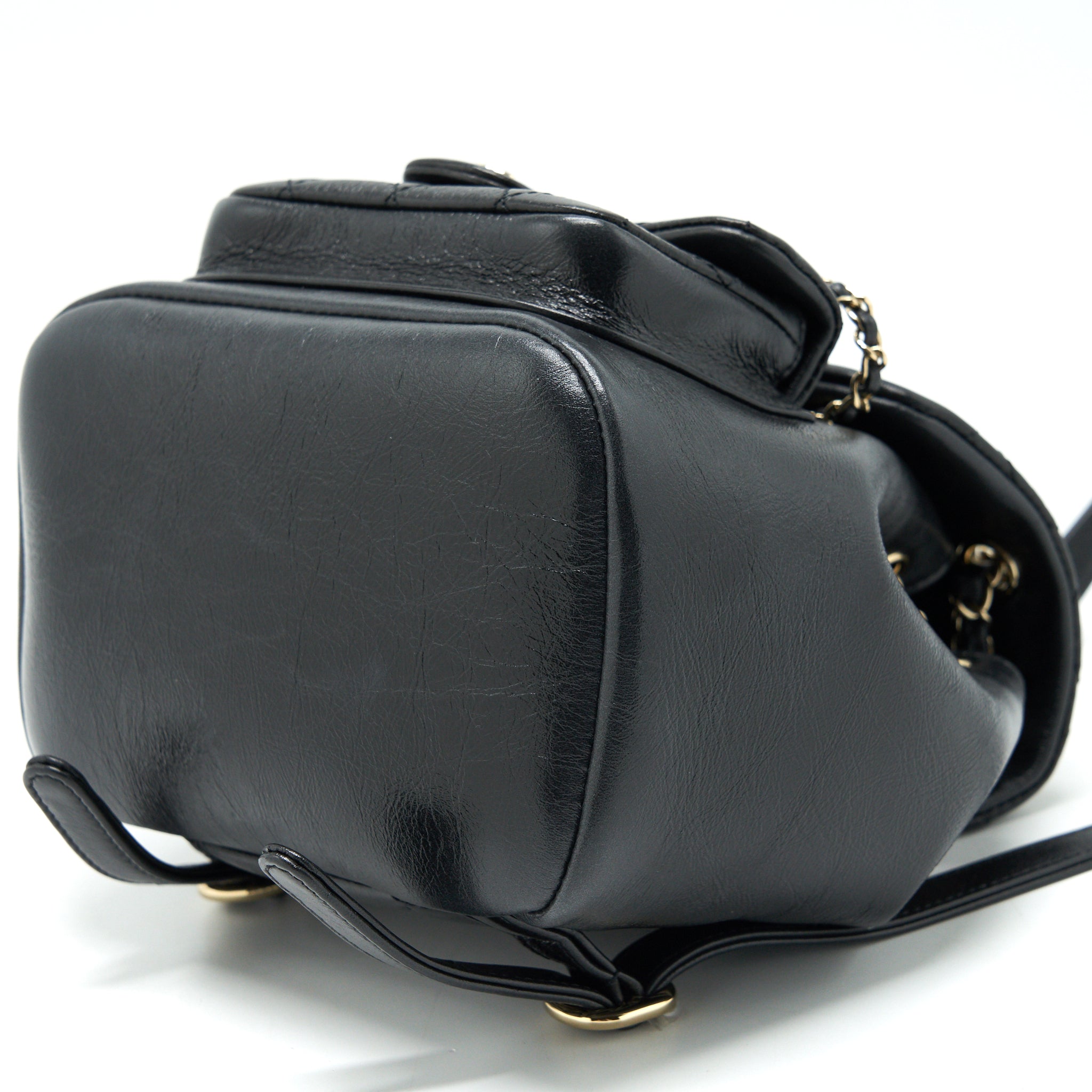 CHANEL 22C MINI DUMA BACKPACK CALFSKIN BLACK LGHW(MICROCHIP)