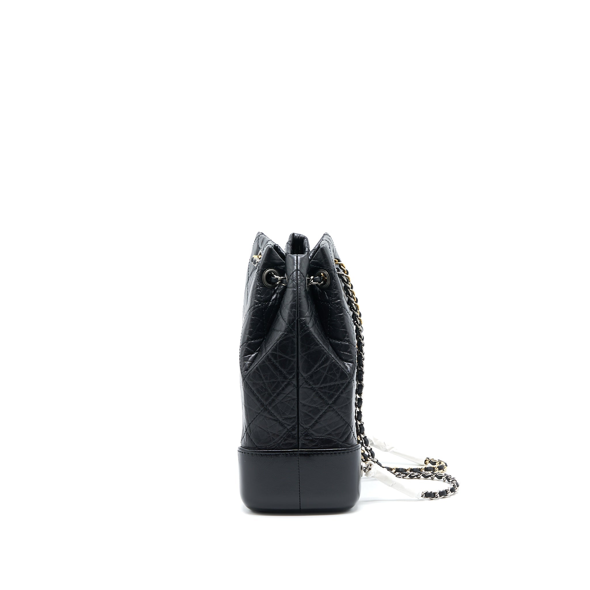CHANEL SMALL GABRIELLE BACKPACK AGED CALFSKIN BLACK MULTICOLOUR HARDWARE (MICROCHIP)