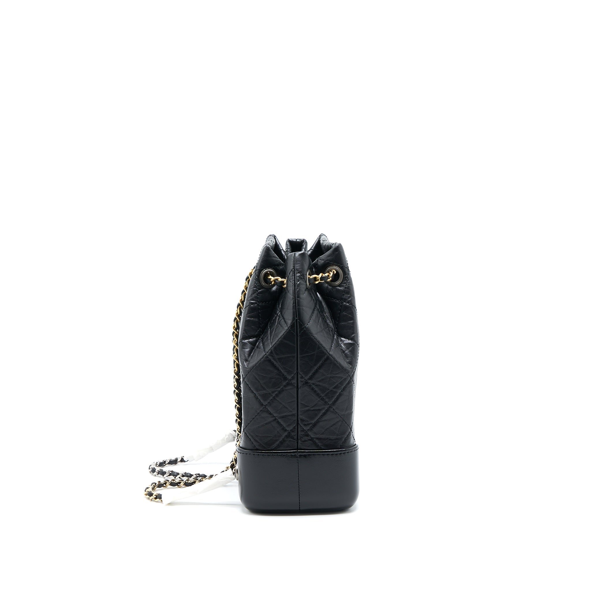 CHANEL SMALL GABRIELLE BACKPACK AGED CALFSKIN BLACK MULTICOLOUR HARDWARE (MICROCHIP)
