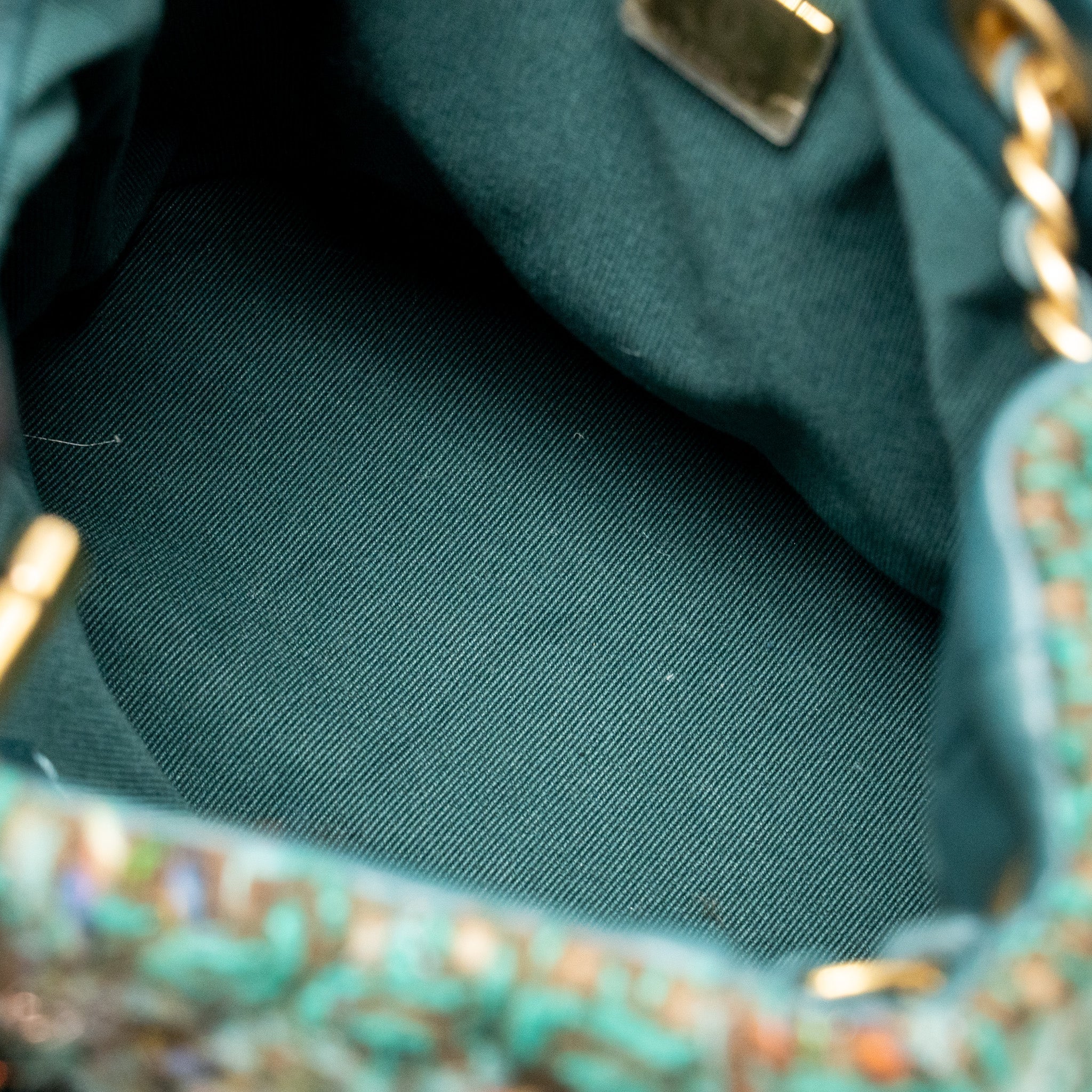 CHANEL BUCKET BACKPACK WITH CASE TWEED/LAMBSKIN DARK GREEN/MULTICOLOUR GHW (MICROCHIP)