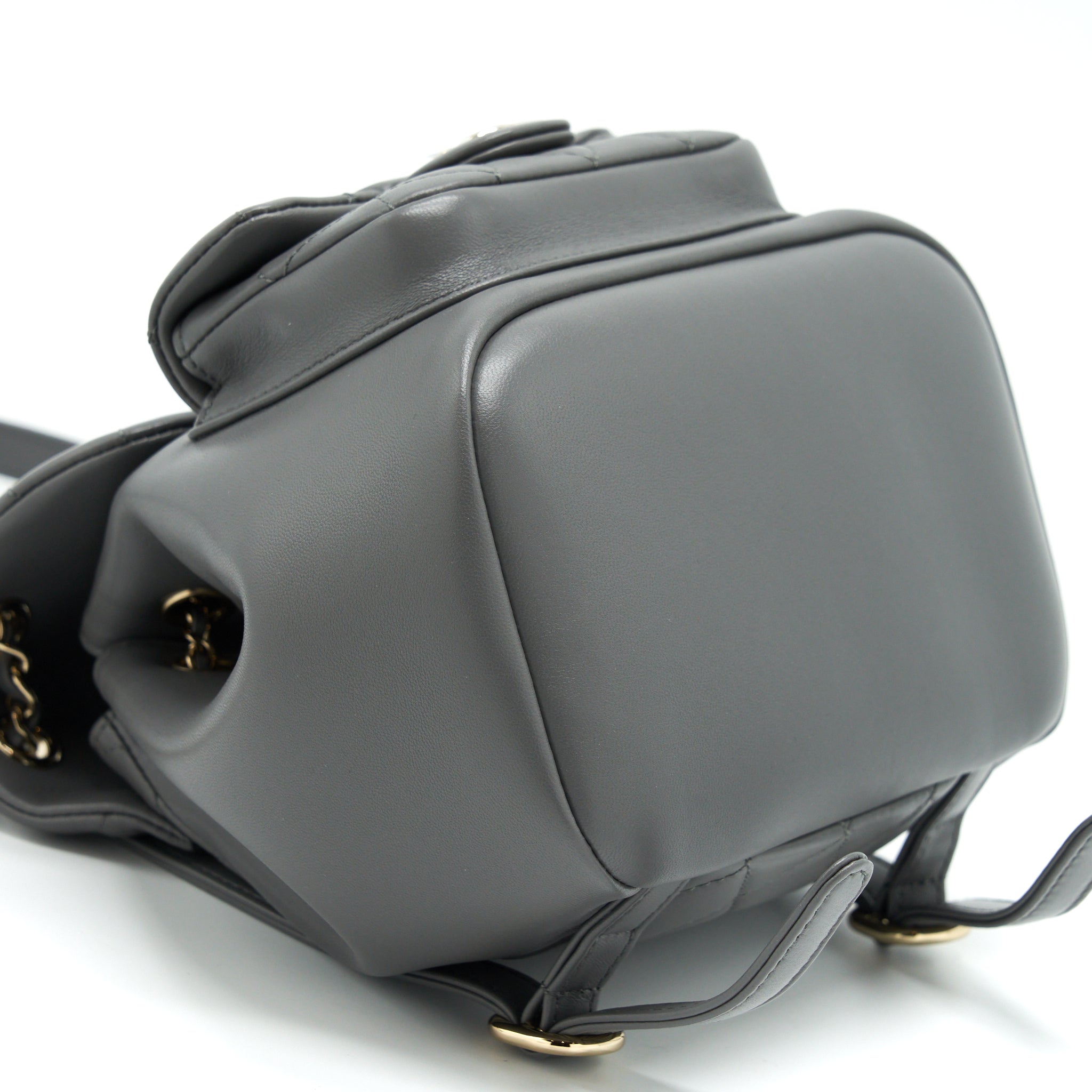 CHANEL MINI DUMA BACKPACK LAMBSKIN GREY LGHW (MICROCHIP)