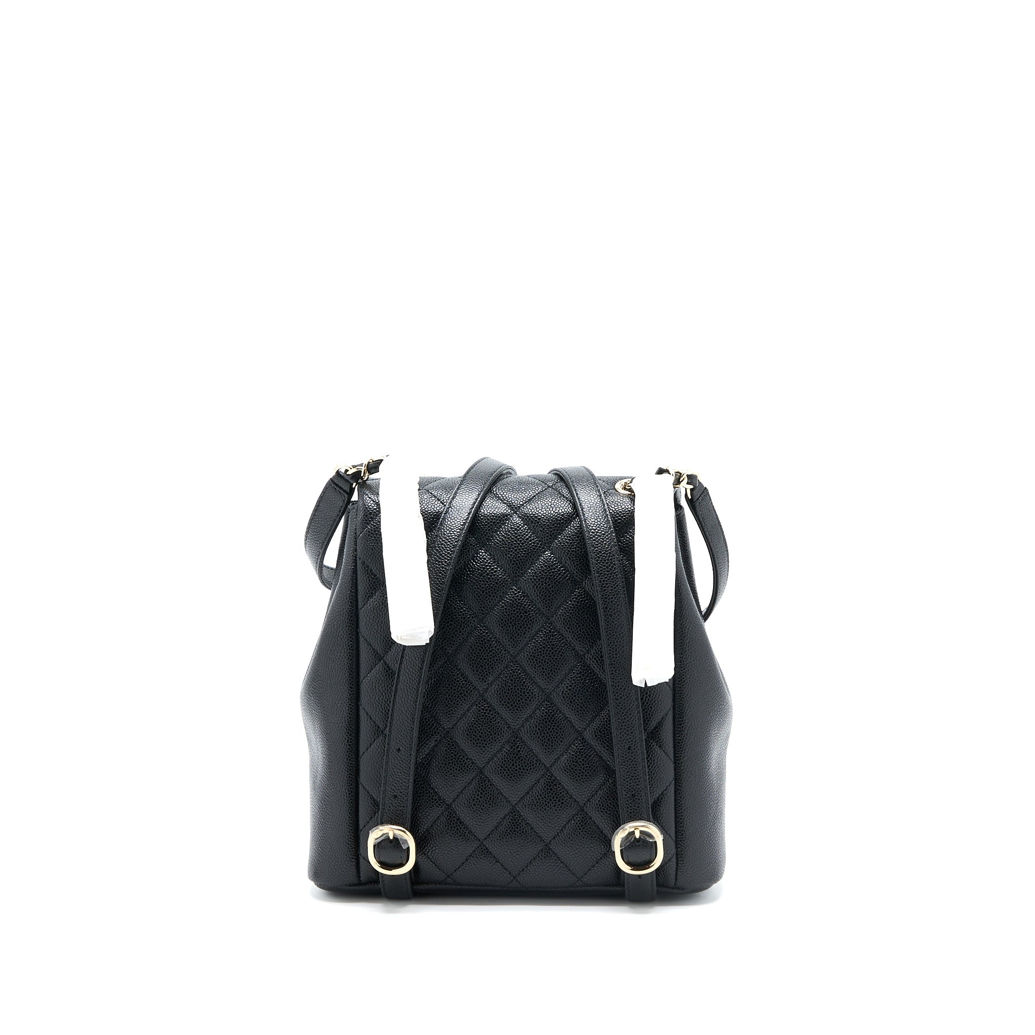 CHANEL 23P TRIPLE PACK BACKPACK CAVIAR BLACK LGHW (MICROCHIP)