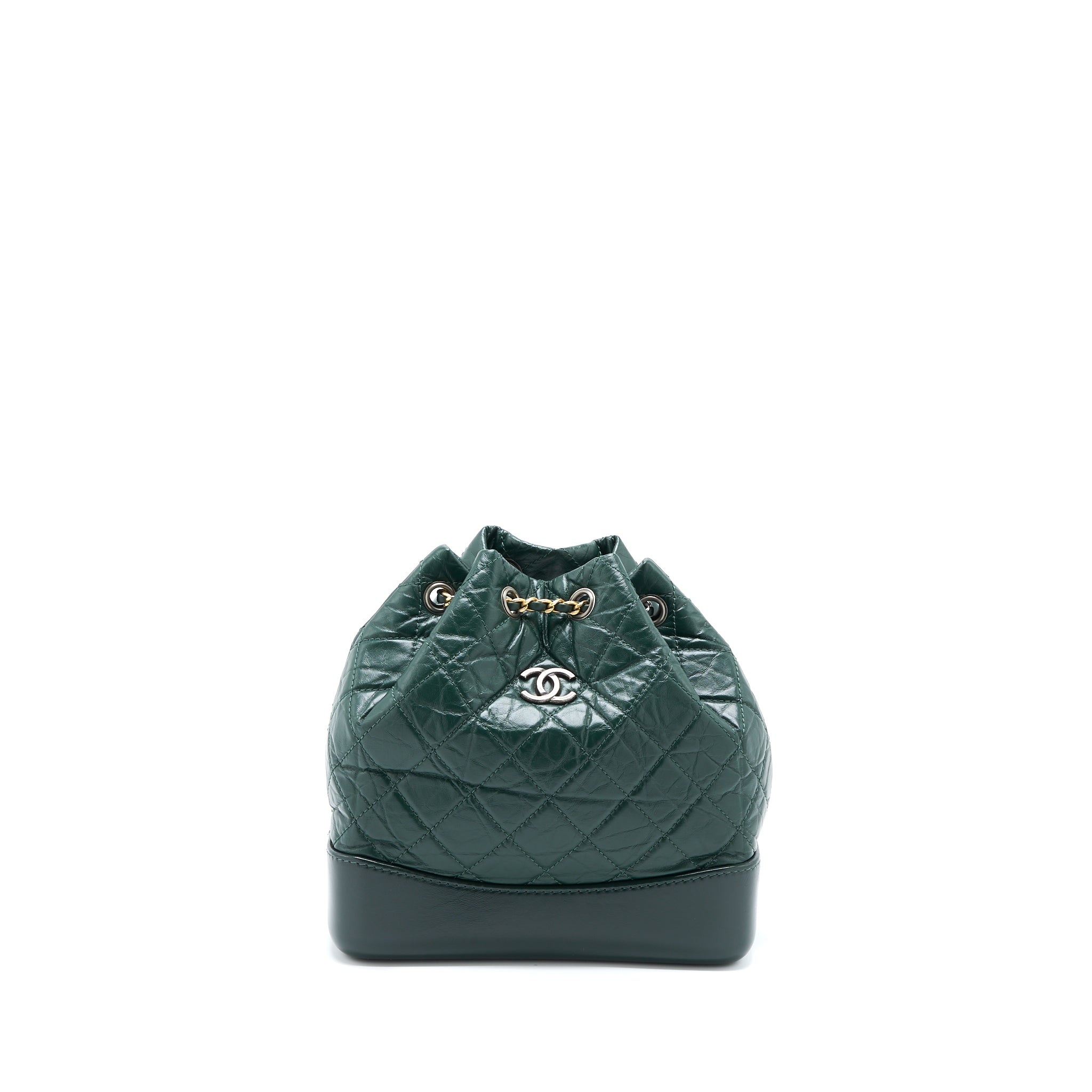 CHANEL SMALL GABRIELLE BACKPACK CALFSKIN DARK GREEN MULTICOLOUR HARDWARE