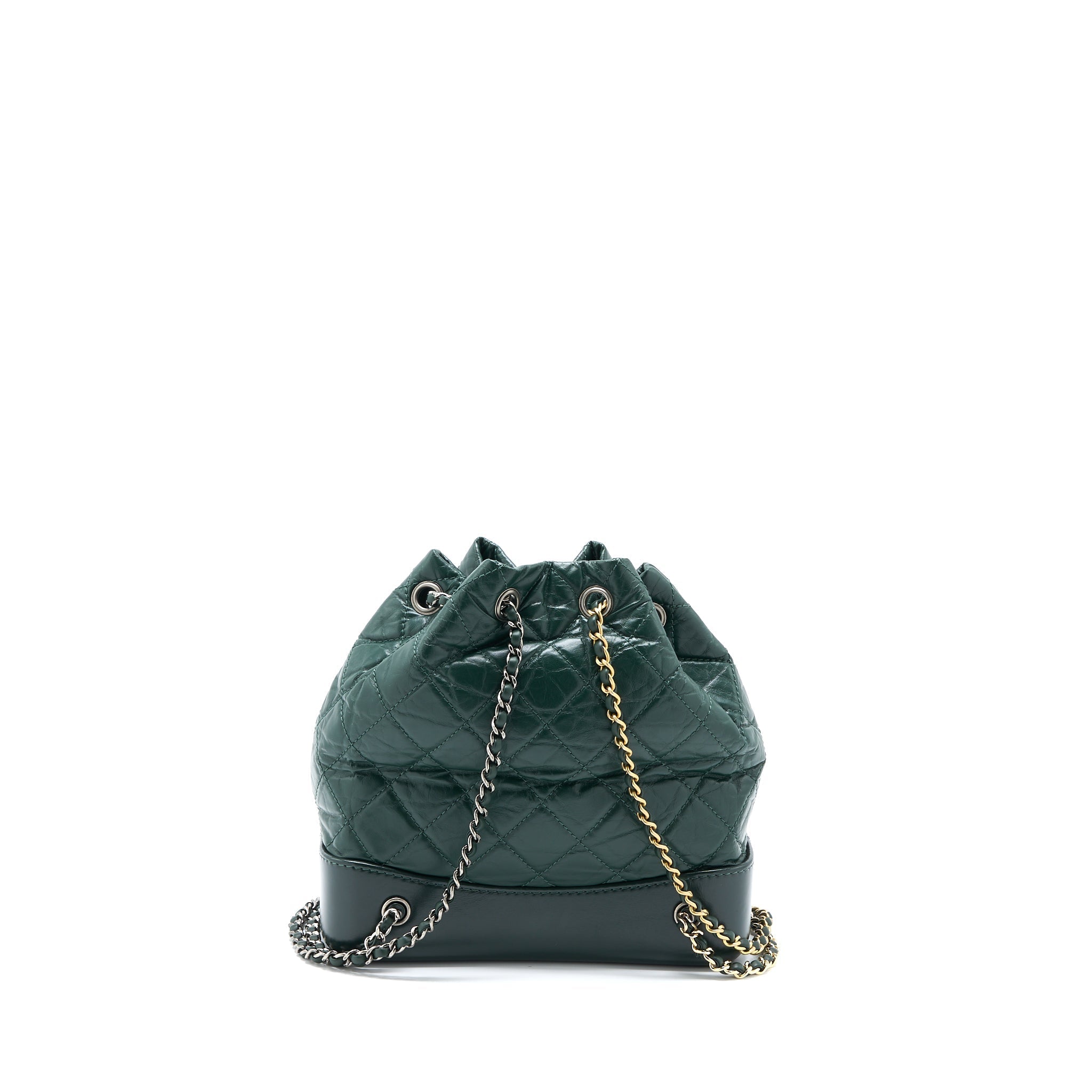 CHANEL SMALL GABRIELLE BACKPACK CALFSKIN DARK GREEN MULTICOLOUR HARDWARE