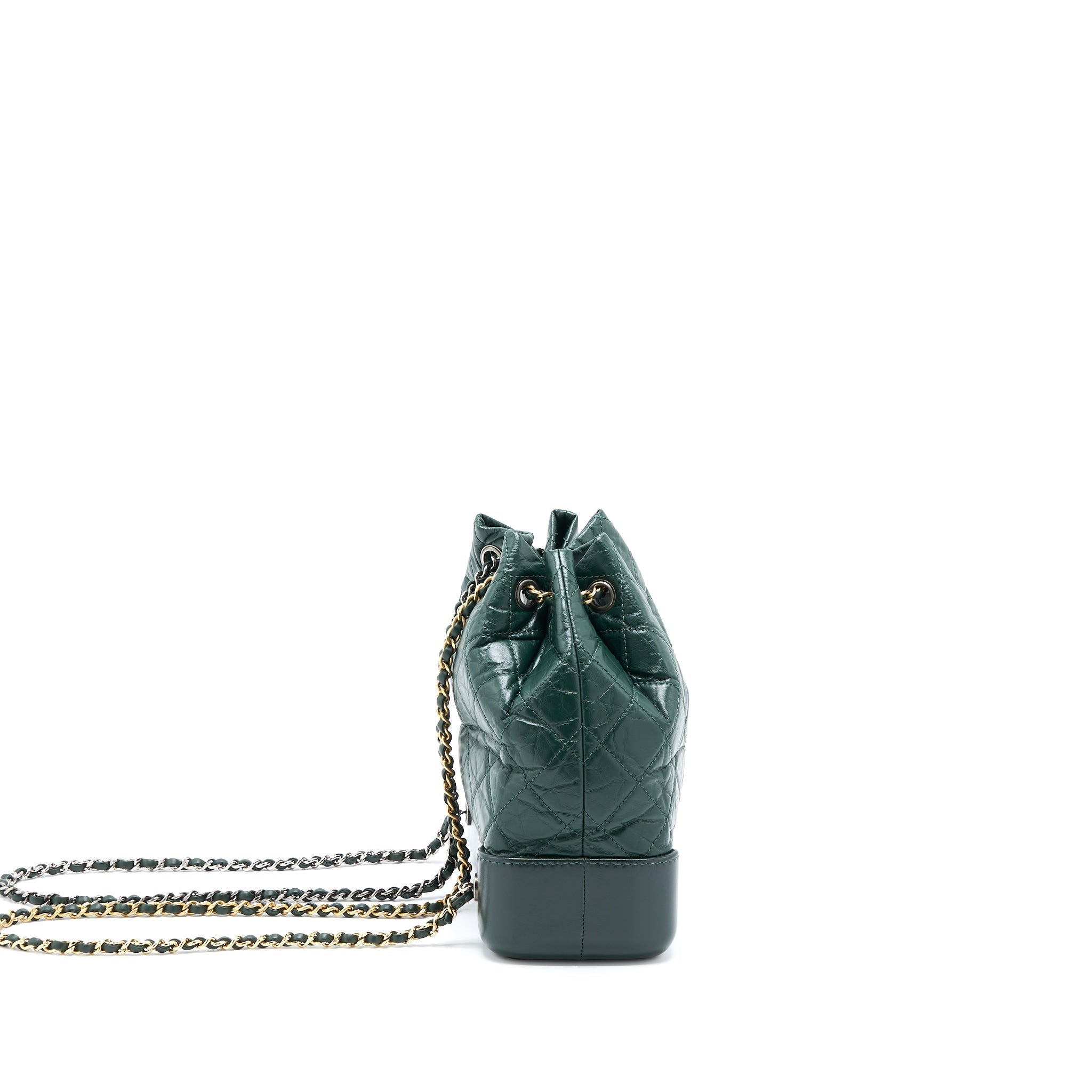 CHANEL SMALL GABRIELLE BACKPACK CALFSKIN DARK GREEN MULTICOLOUR HARDWARE