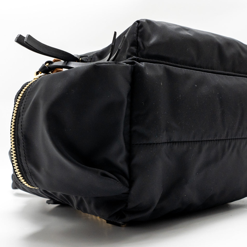 BURBERRY MEDIUM RUCKSACK BACKPACK NYLON BLACK/CARAMEL GHW