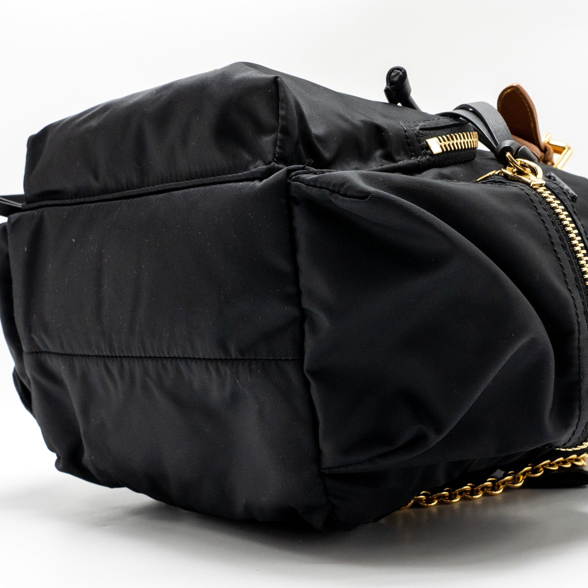 BURBERRY MEDIUM RUCKSACK BACKPACK NYLON BLACK/CARAMEL GHW