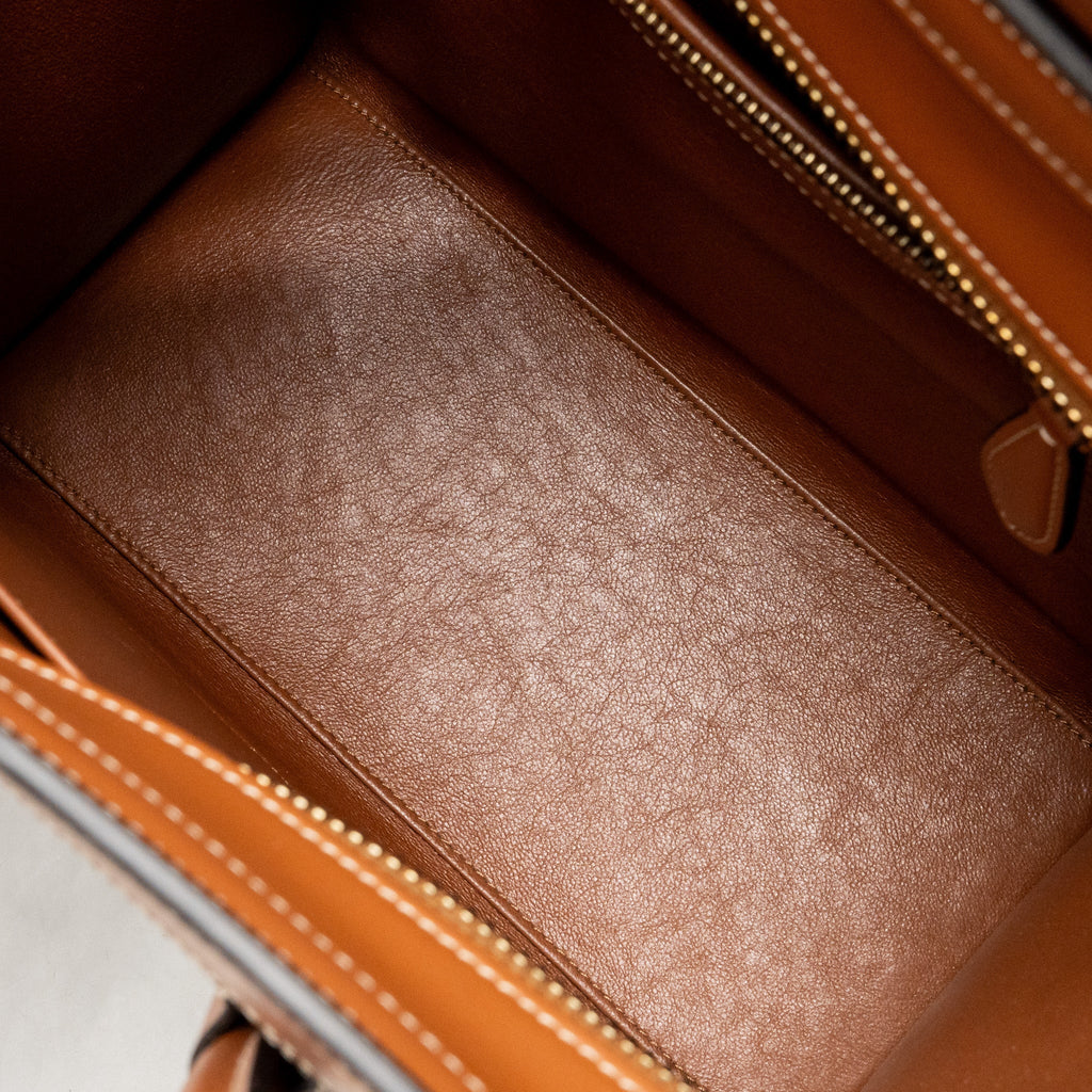 CELINE MICRO LUGGAGE BAG CALFSKIN/DENIM NAVY/TAN GHW