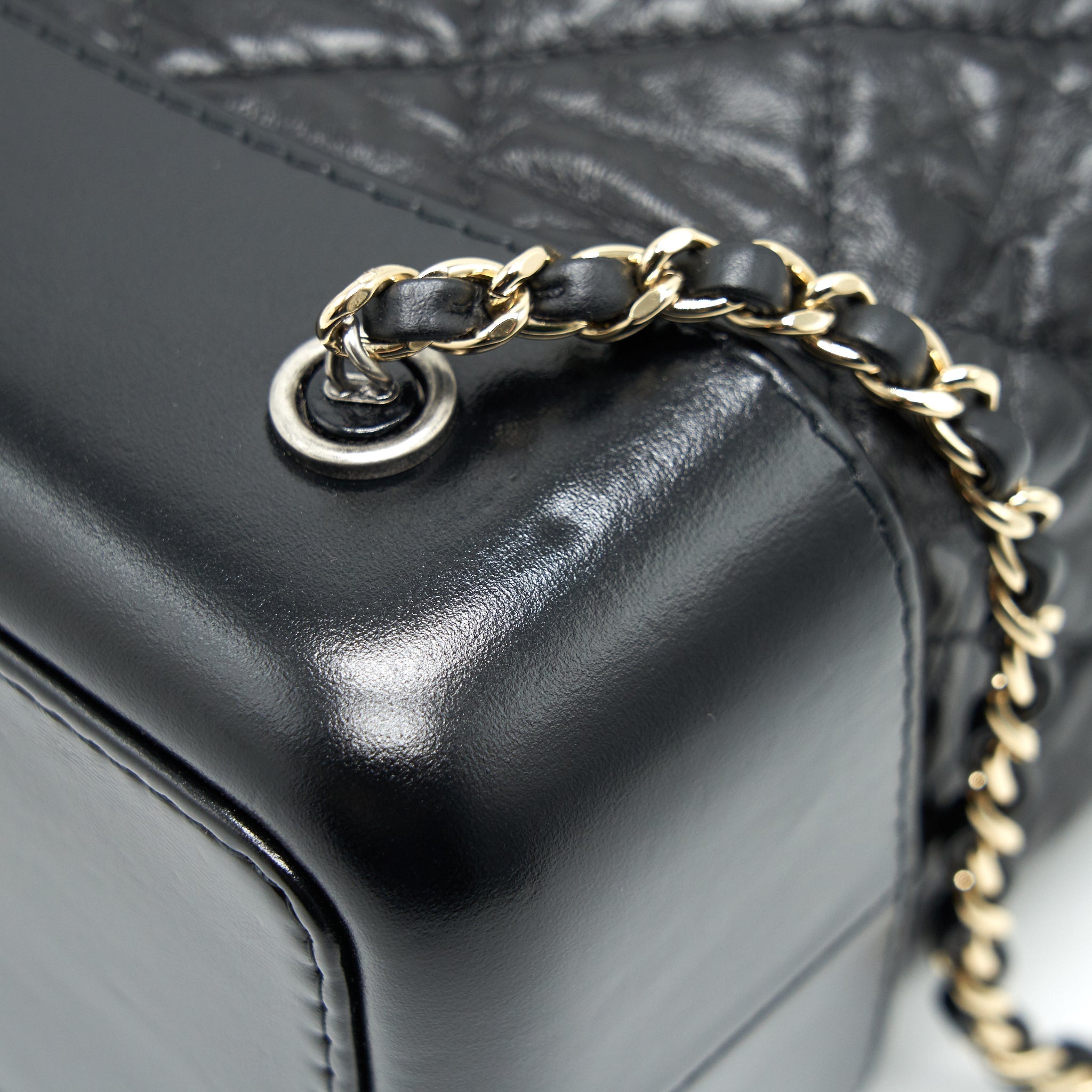 CHANEL GABRIELLE BACKPACK AGED CALFSKIN/ SMOOTH CALFSKIN BLACK RUTHENIUM HARDWARE