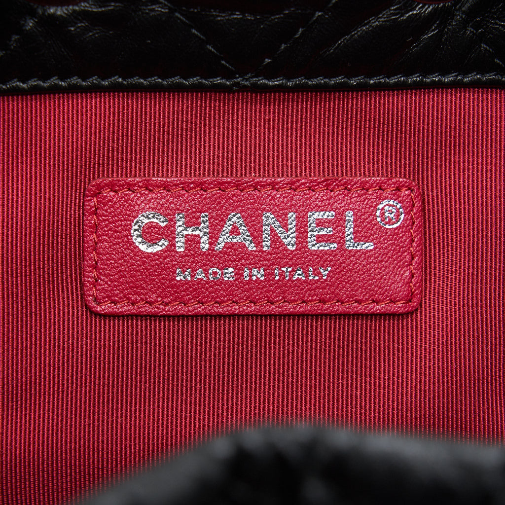 CHANEL GABRIELLE BACKPACK AGED CALFSKIN/ SMOOTH CALFSKIN BLACK RUTHENIUM HARDWARE