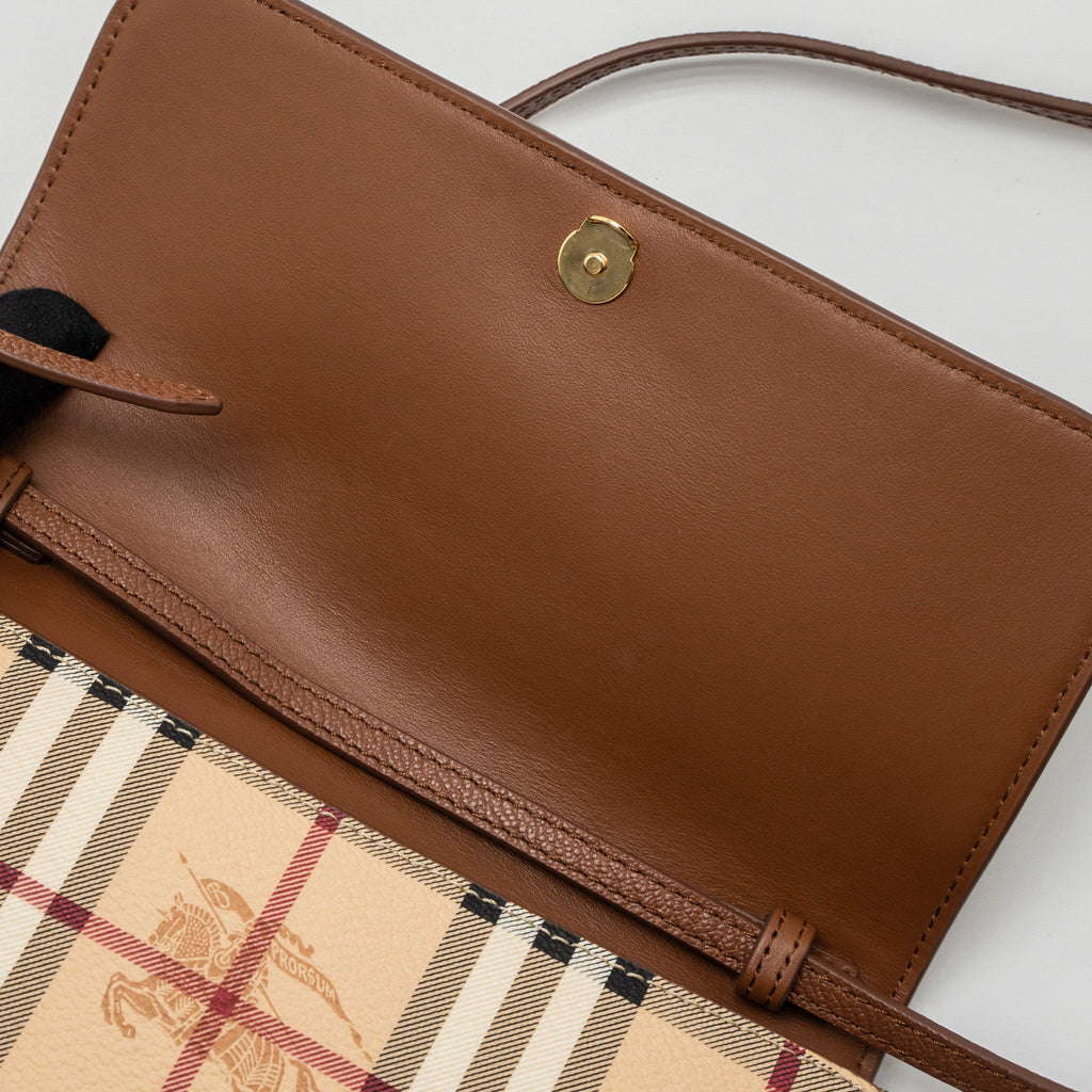 BURBERRY FLAP MESSENGER CROSSBODY BAG CALFSKIN BROWN/MULTICOLOUR GHW