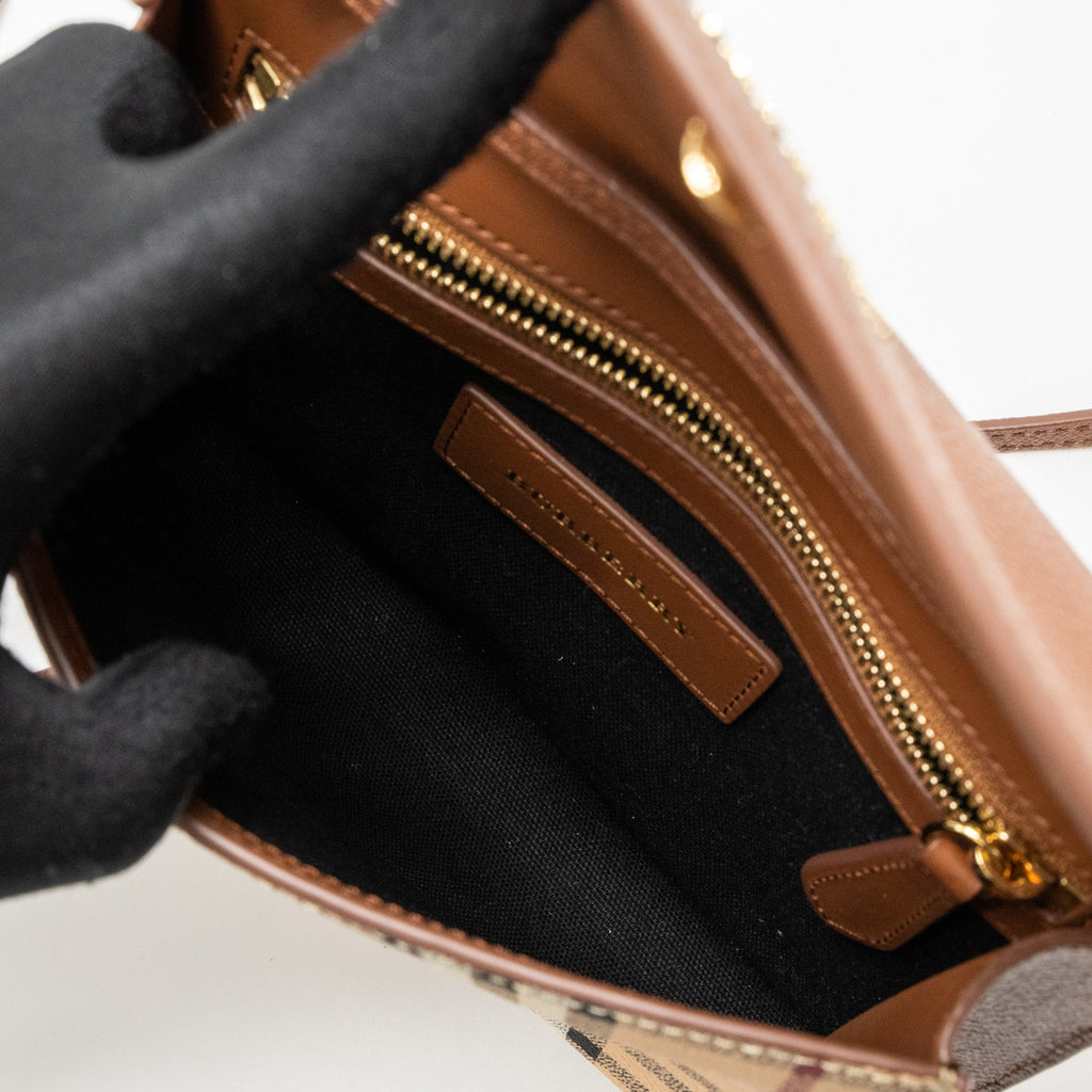 BURBERRY FLAP MESSENGER CROSSBODY BAG CALFSKIN BROWN/MULTICOLOUR GHW