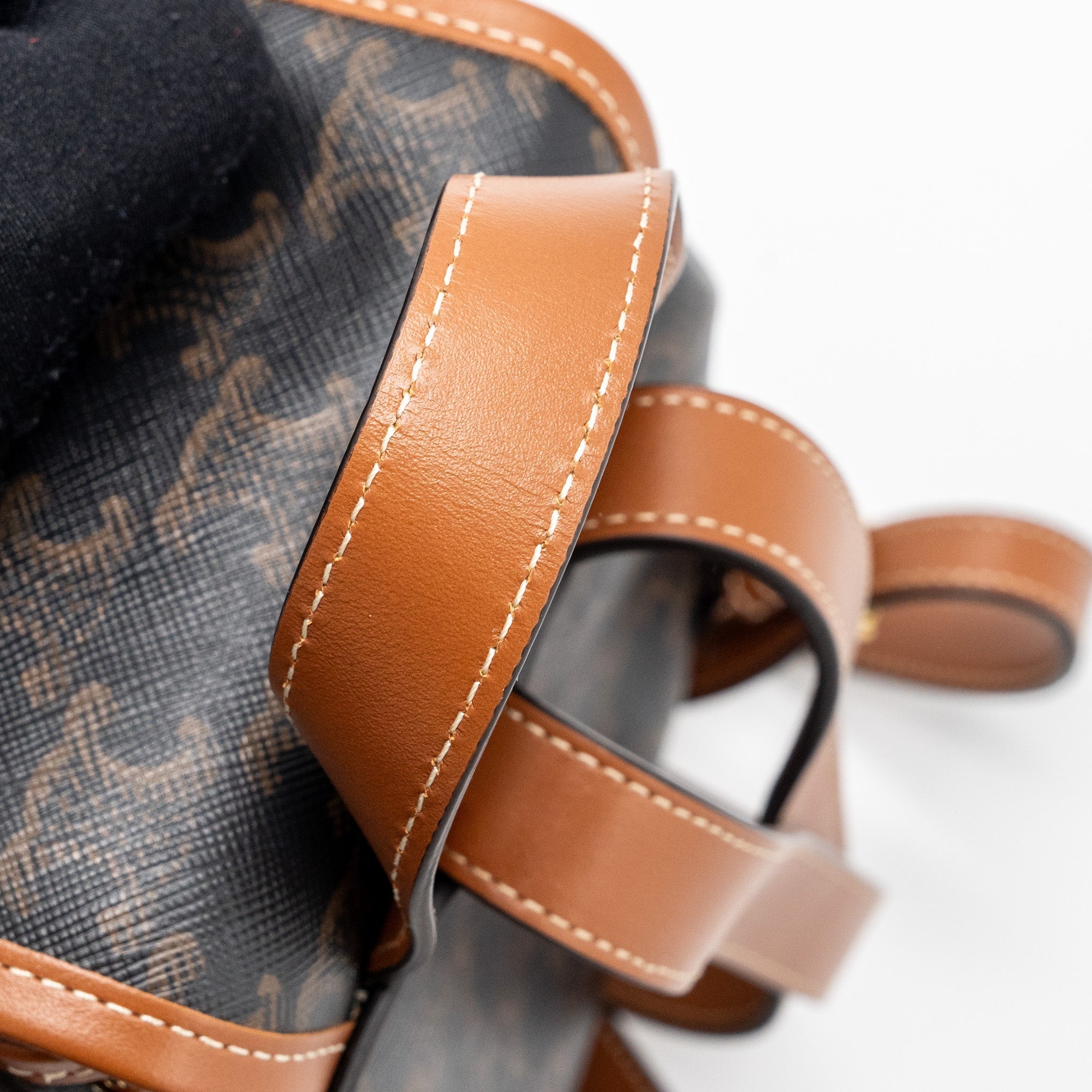 CELINE MINI BACKPACK FOLCO TRIOMPHE CANVAS CALFSKIN TAN GHW