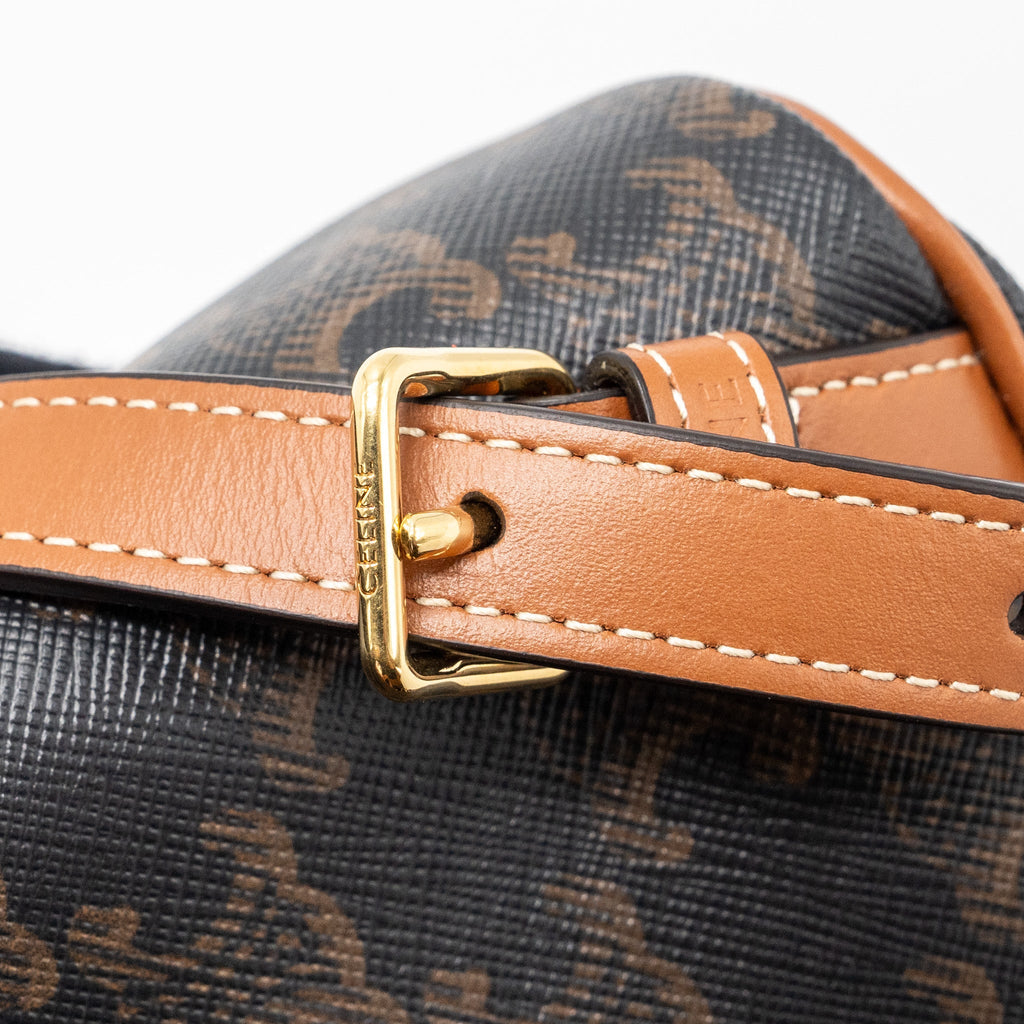 CELINE MINI BACKPACK FOLCO TRIOMPHE CANVAS CALFSKIN TAN GHW