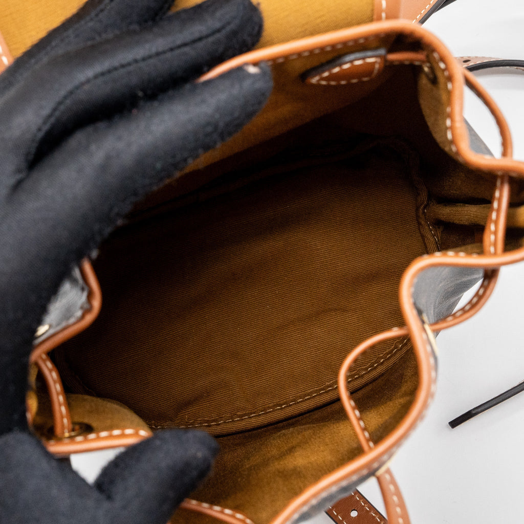 CELINE MINI BACKPACK FOLCO TRIOMPHE CANVAS CALFSKIN TAN GHW