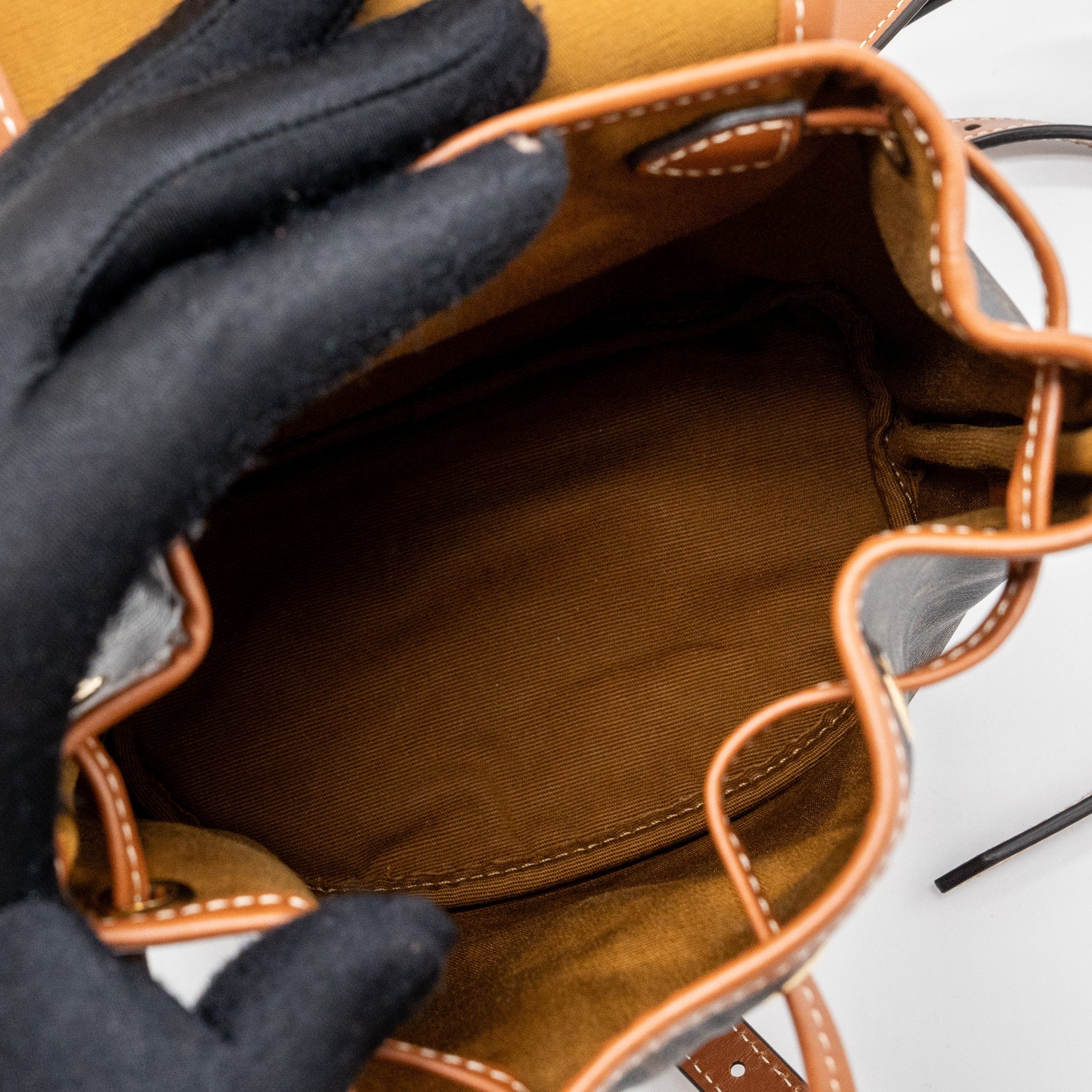 CELINE MINI BACKPACK FOLCO TRIOMPHE CANVAS CALFSKIN TAN GHW