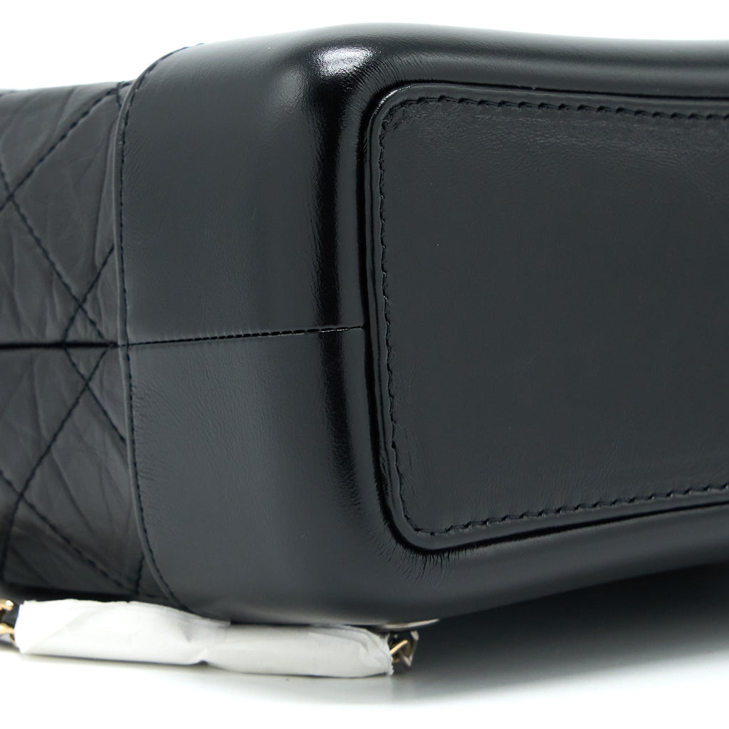 CHANEL SMALL GABRIELLE BACKPACK AGED CALFSKIN BLACK MULTICOLOUR HARDWARE (MICROCHIP)