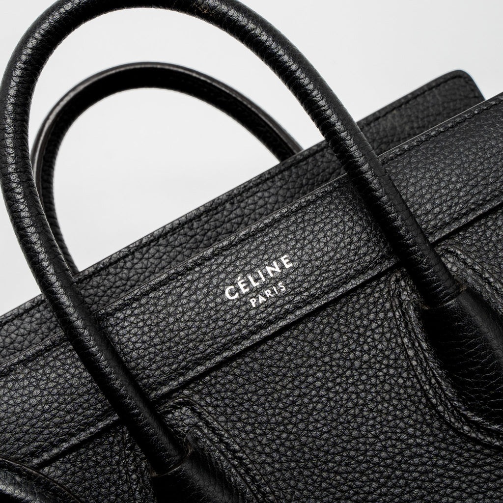 CELINE NANO LUGGAGE BAG CALFSKIN BLACK SHW