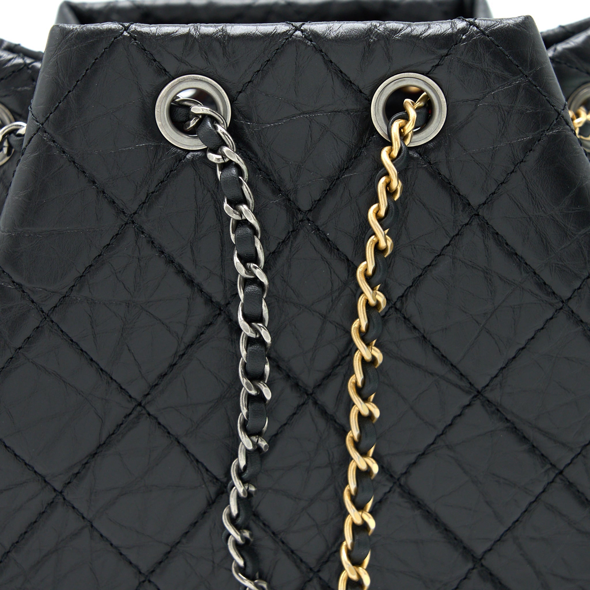 CHANEL SMALL GABRIELLE BACKPACK AGED CALFSKIN BLACK MULTICOLOUR HARDWARE (MICROCHIP)