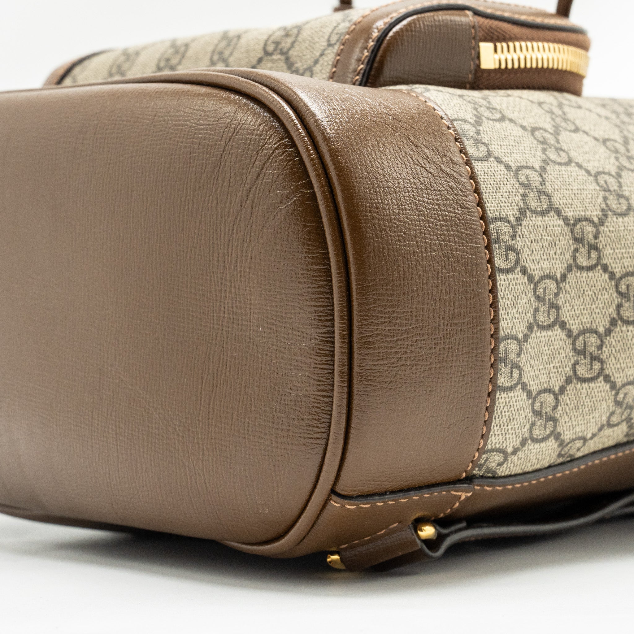 GUCCI 1955 HORSEBIT BACKPACK GG SUPREME CANVAS / CALFSKIN BROWN GHW