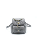 CHANEL 22A DUMA BACKPACK LAMBSKIN DARK GREY LGHW (MICROCHIP)