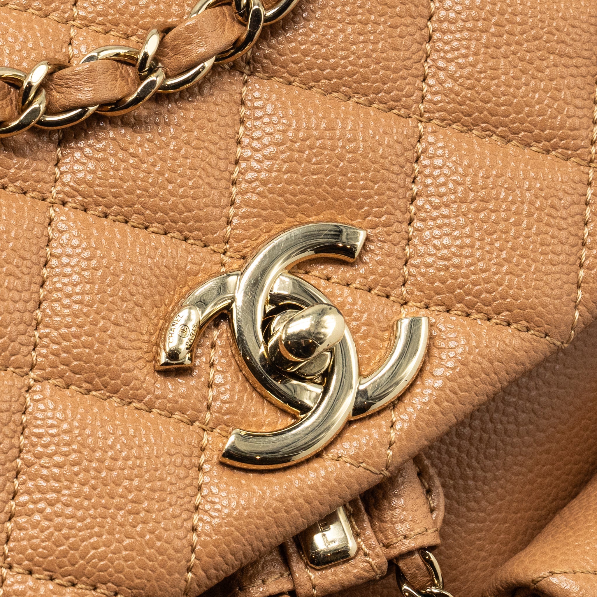 CHANEL TRIPLE PACK BACKPACK CAVIAR CARAMEL LGHW (MICROCHIP)