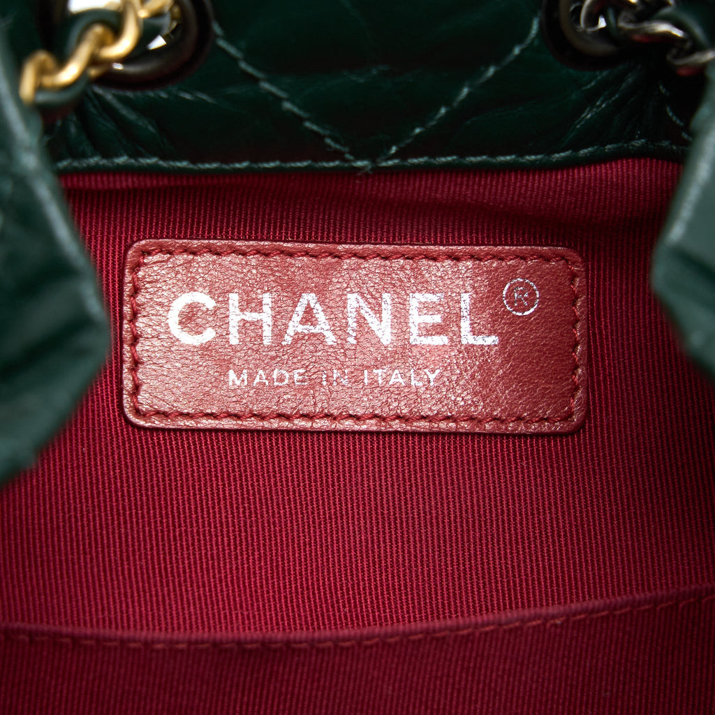 CHANEL SMALL GABRIELLE BACKPACK CALFSKIN DARK GREEN MULTICOLOUR HARDWARE