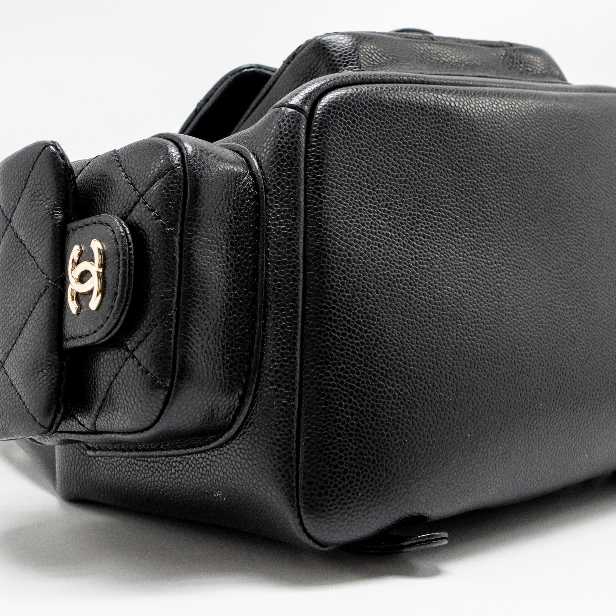 CHANEL TRIPLE POCKET BACKPACK CAVIAR BLACK LGHW (MICROCHIP)