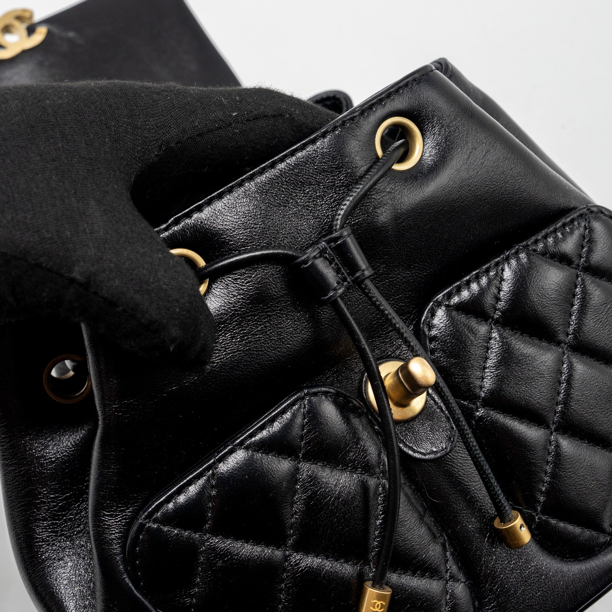 CHANEL 23K MINI BACKPACK LAMBSKIN BLACK GHW (MICROCHIP)